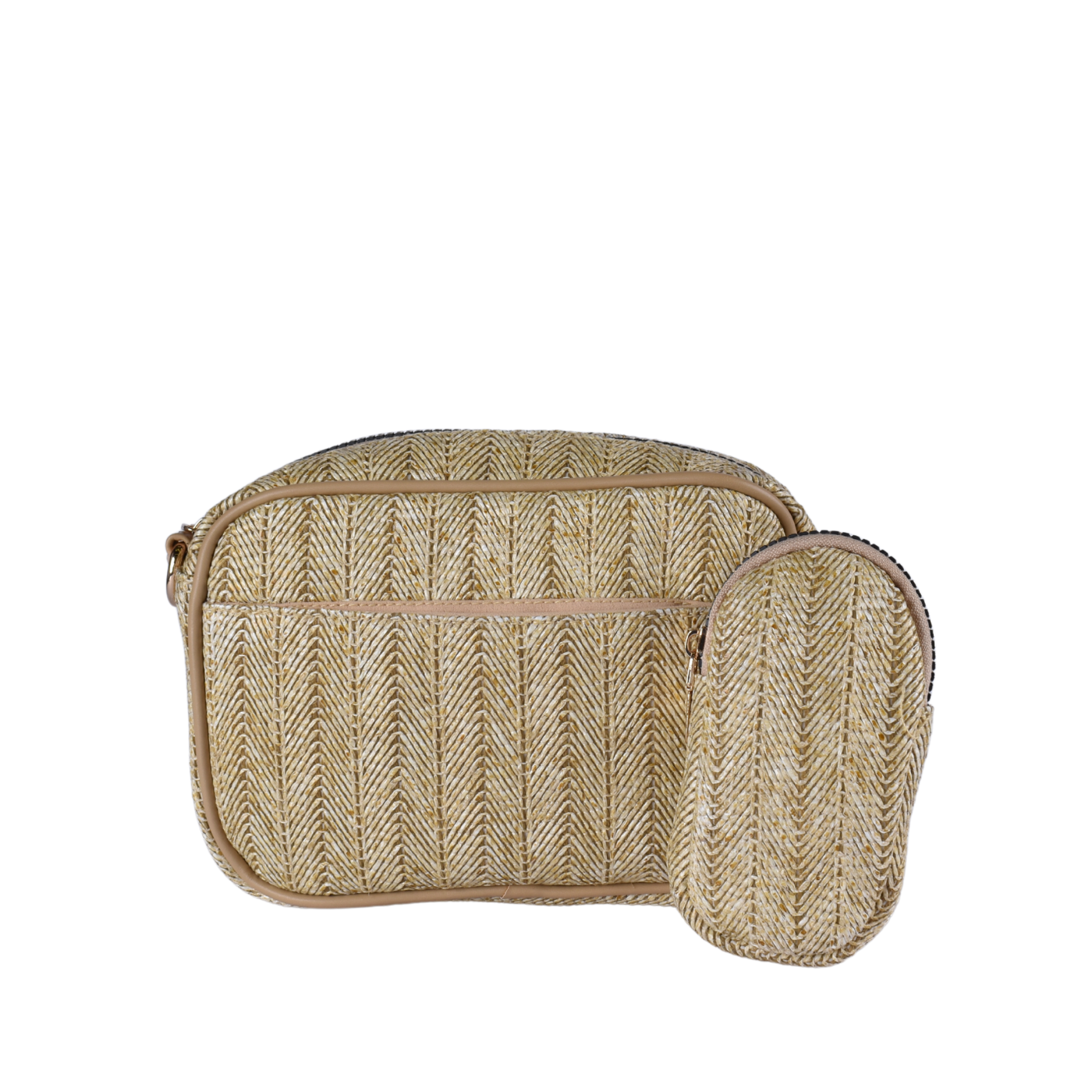 Straw Cross Body Bag With Pu Leather Details Melouk