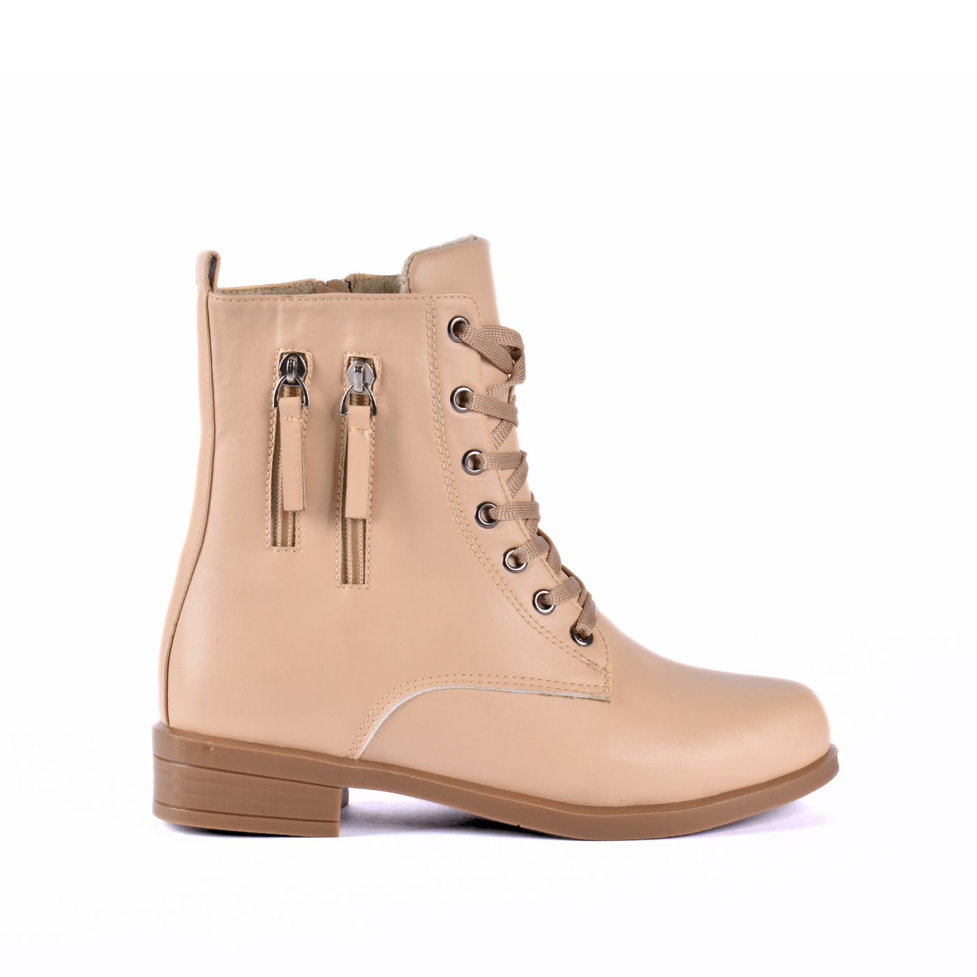 Flat Lace Up Leather Ankle Boots Melouk