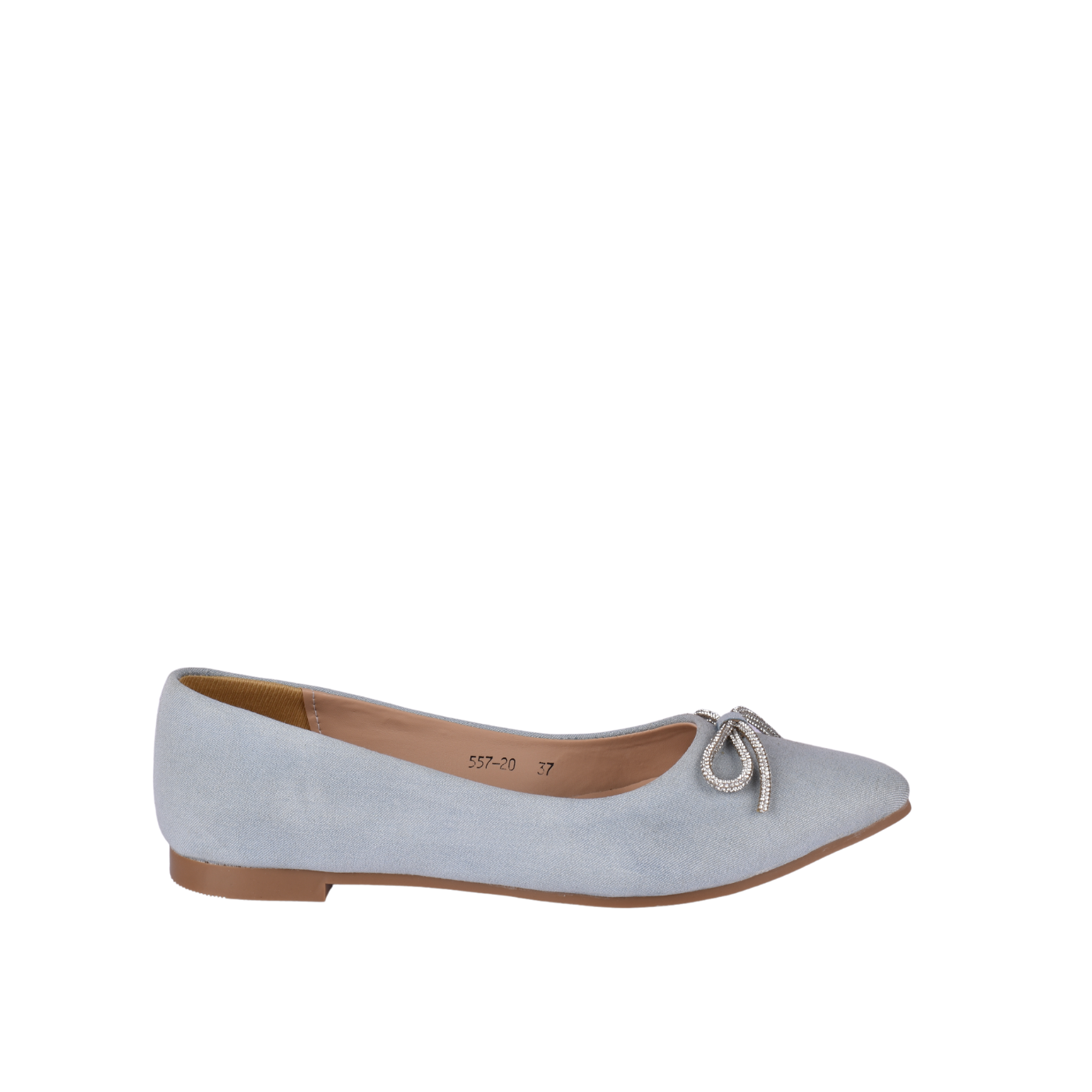 Shoe Flat Embossed Leather light Blue Melouk