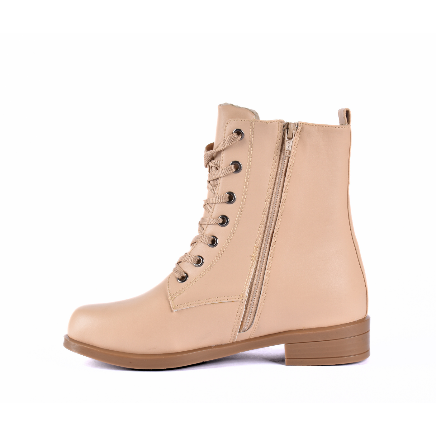Flat Lace Up Leather Ankle Boots Melouk