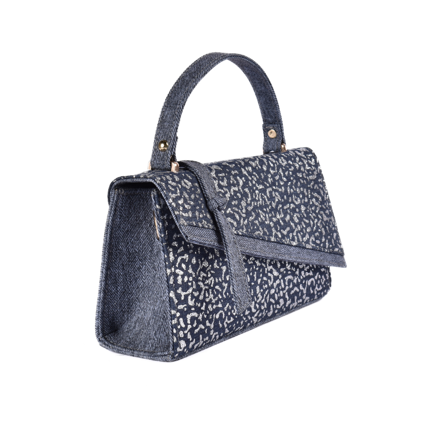 Embossed Leather Handbag Navy b180 Melouk