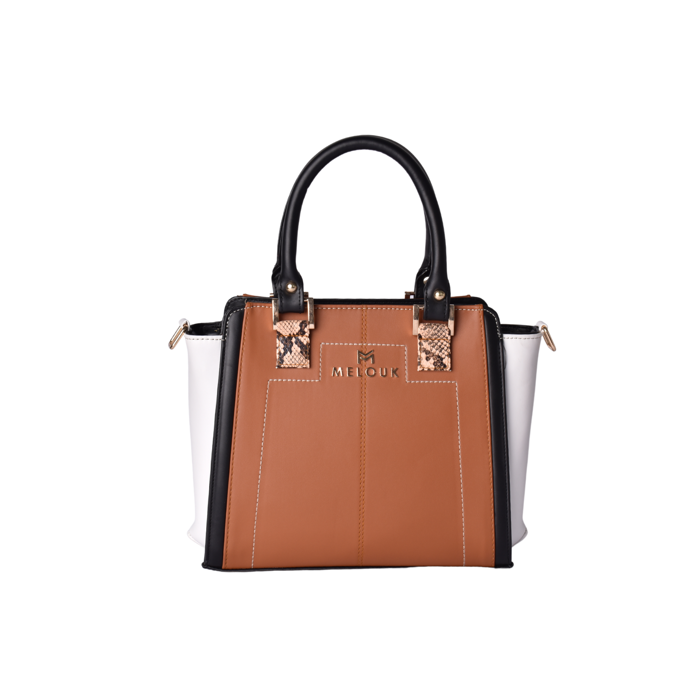 Classic Leather Handbag With Details Havana Melouk