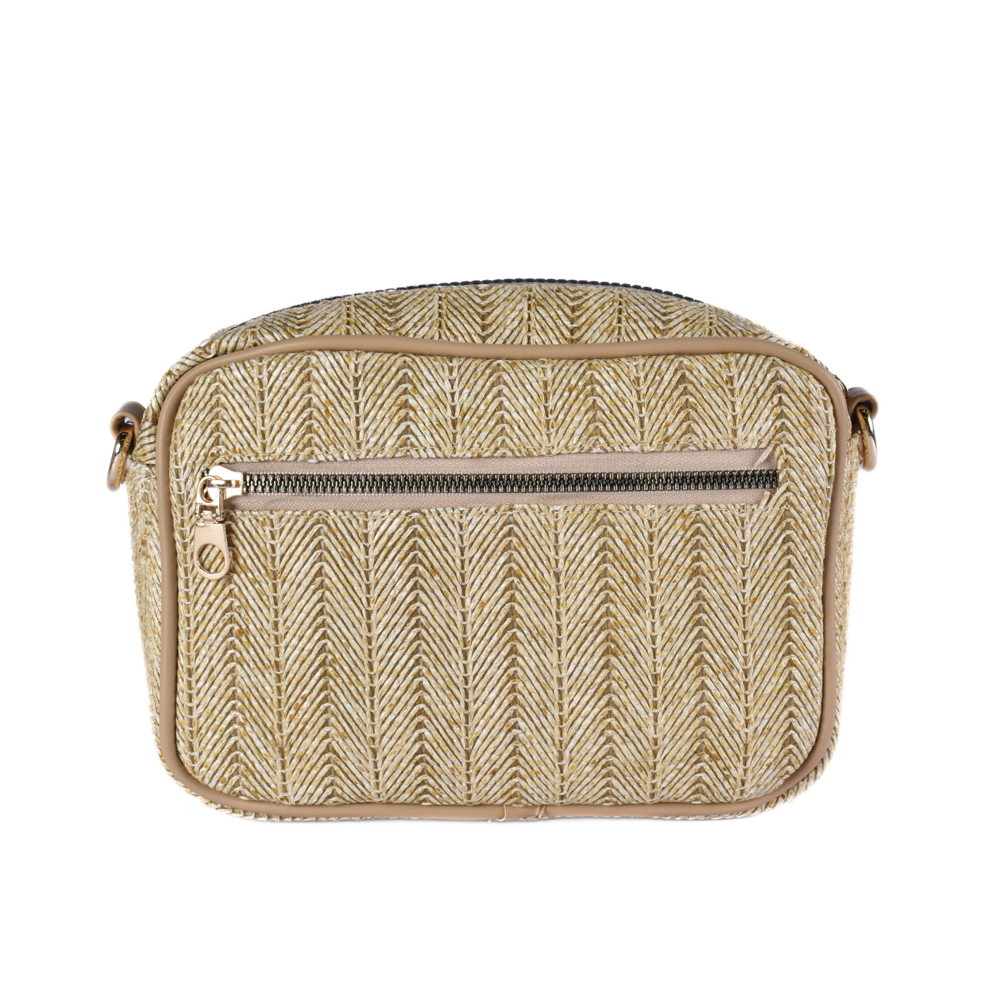 Straw Cross Body Bag With Pu Leather Details Melouk