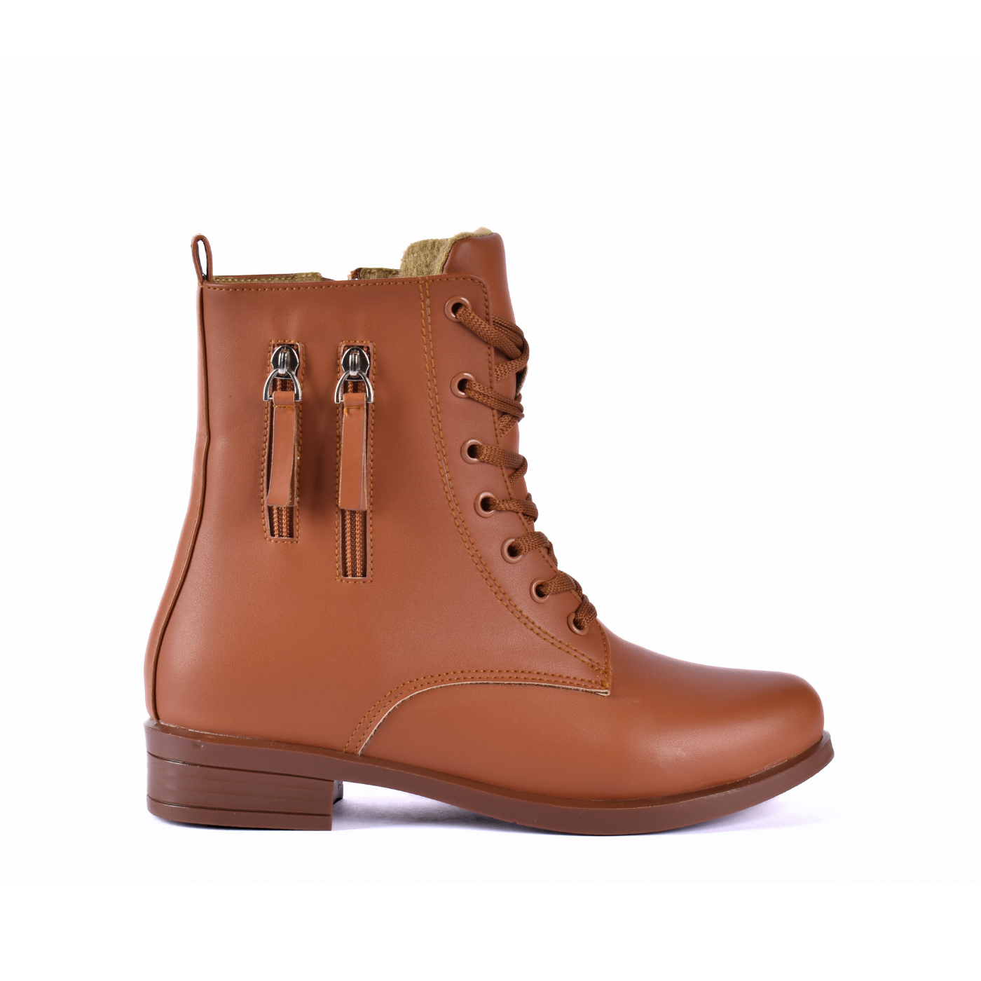 Flat Lace Up Leather Ankle Boots Melouk
