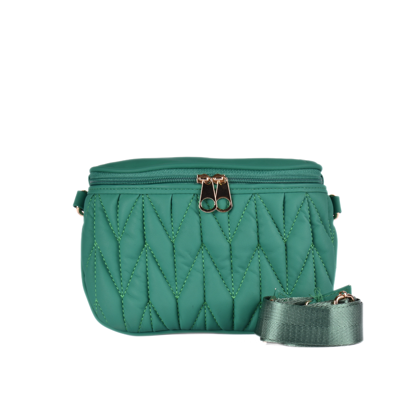 Leather Mini Bag With Zipper Green Melouk