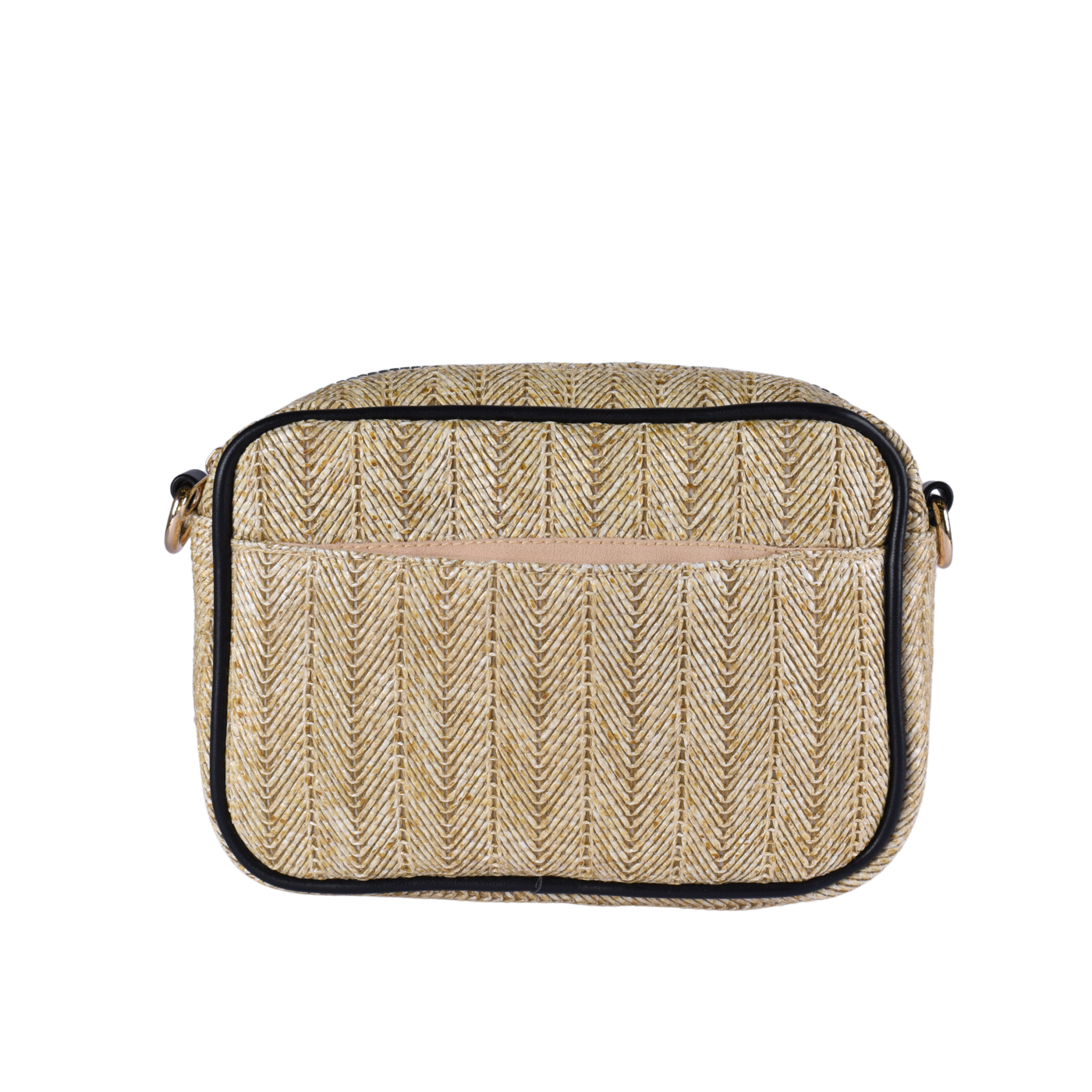 Straw Cross Body Bag With Pu Leather Details Melouk
