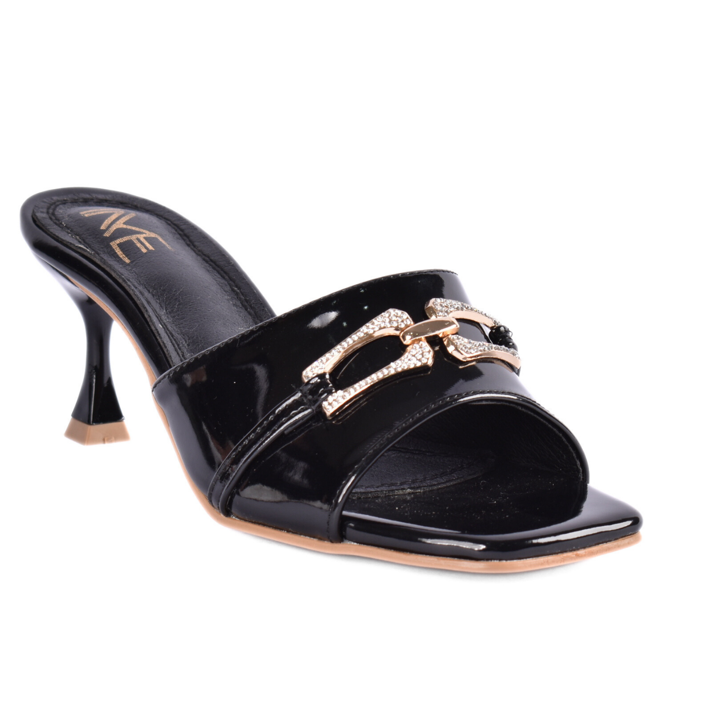 Classy Heeled Flip Flop With Buckle Black Melouk