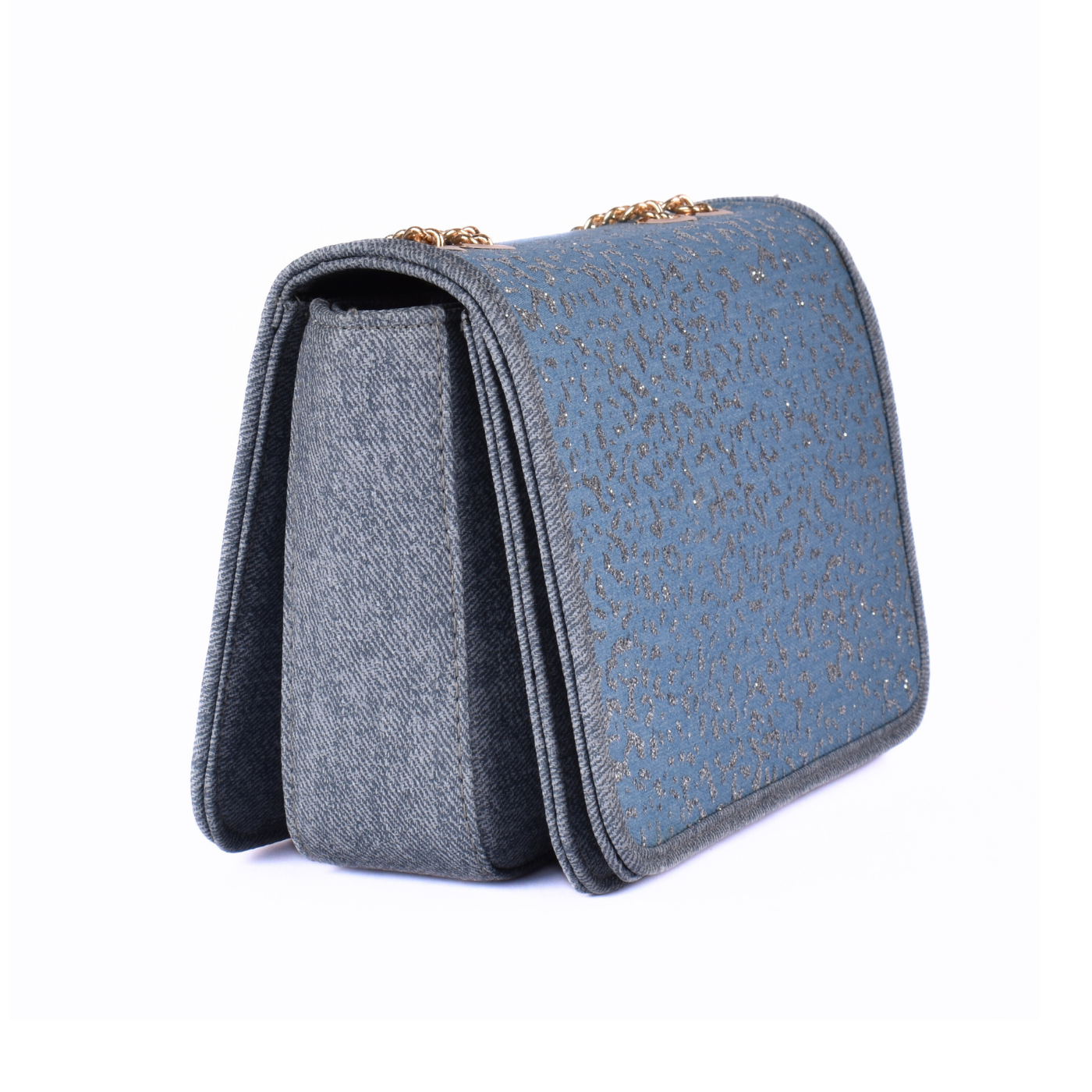 Leather Double Chain Handled Shoulder Bag L.blue Melouk