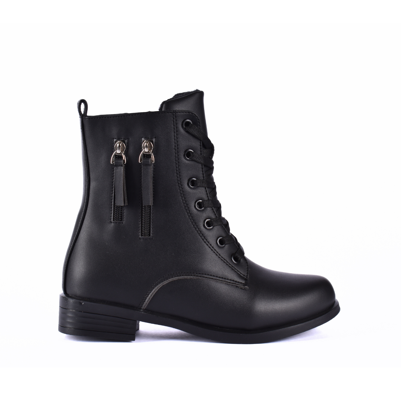 Flat Lace Up Leather Ankle Boots Melouk