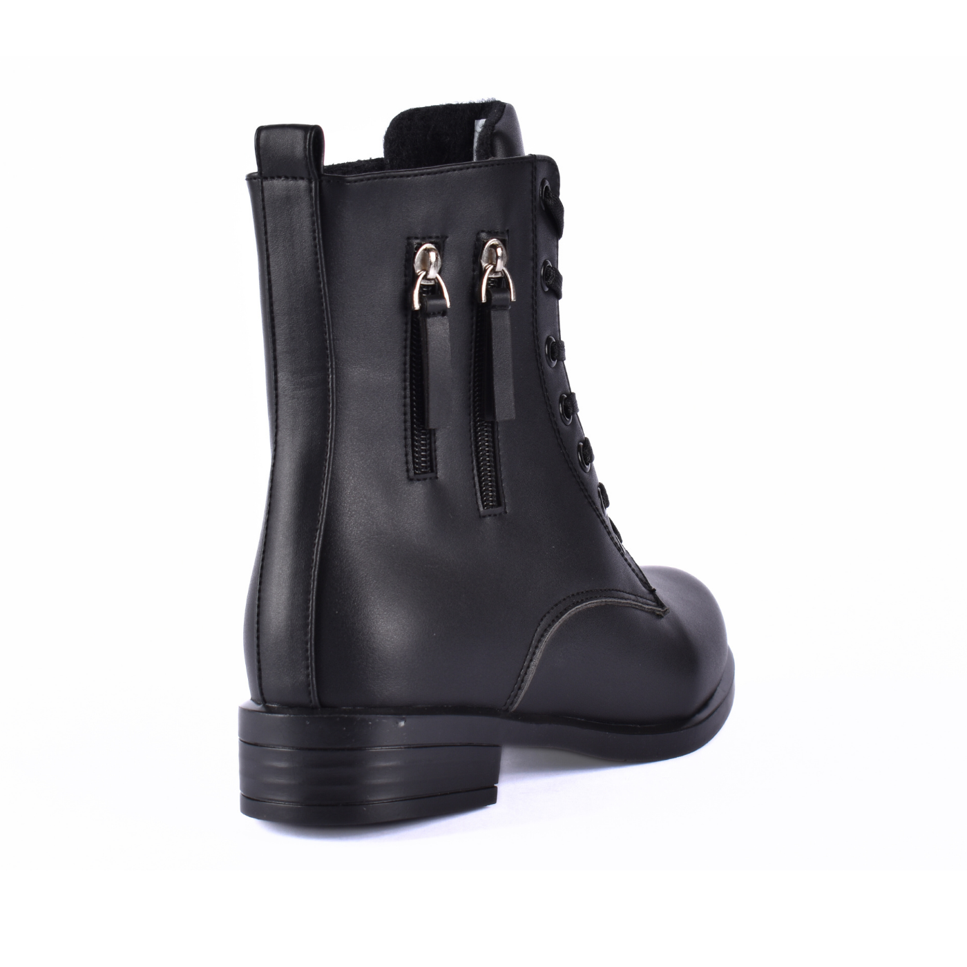 Flat Lace Up Leather Ankle Boots Melouk