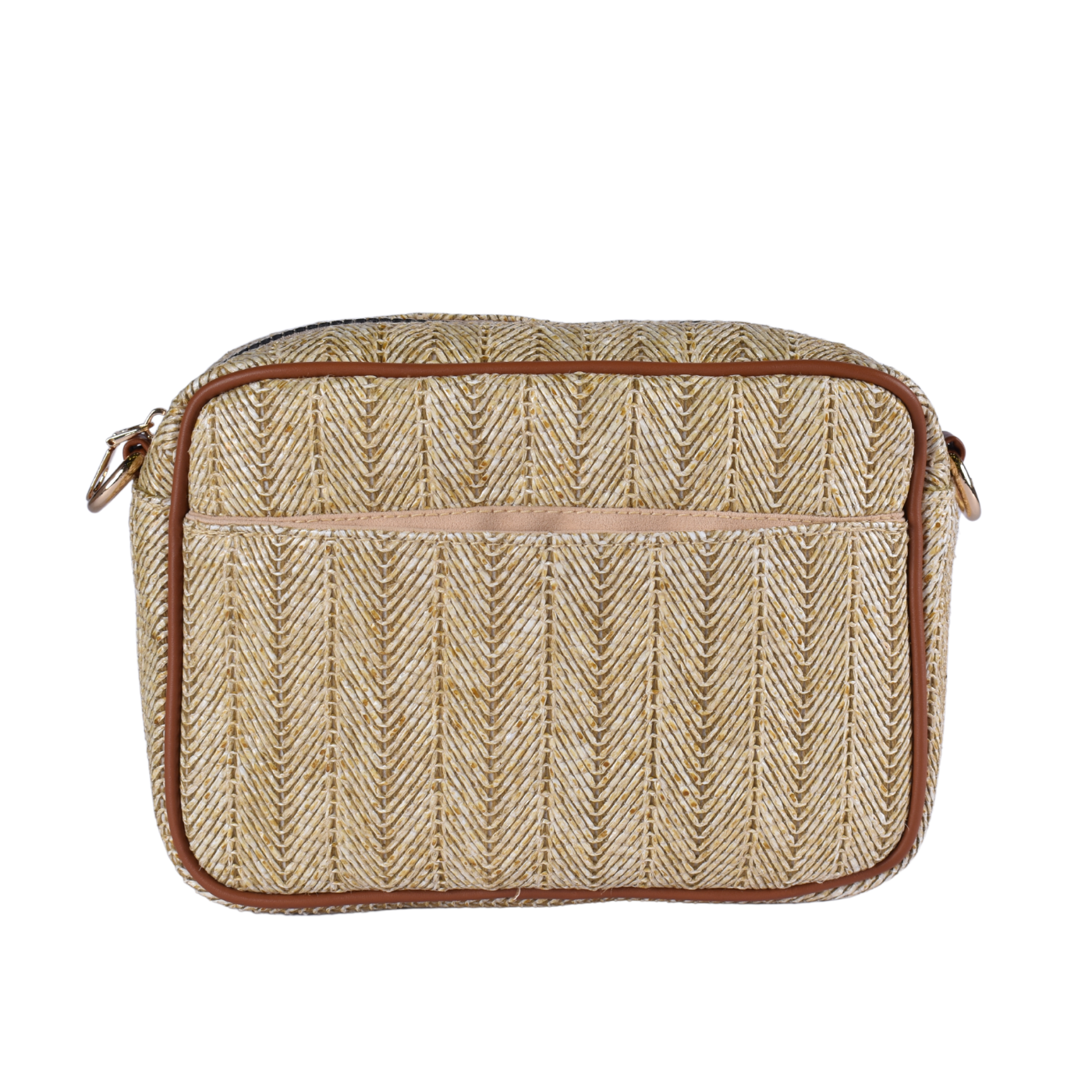 Straw Cross Body Bag With Pu Leather Details Melouk