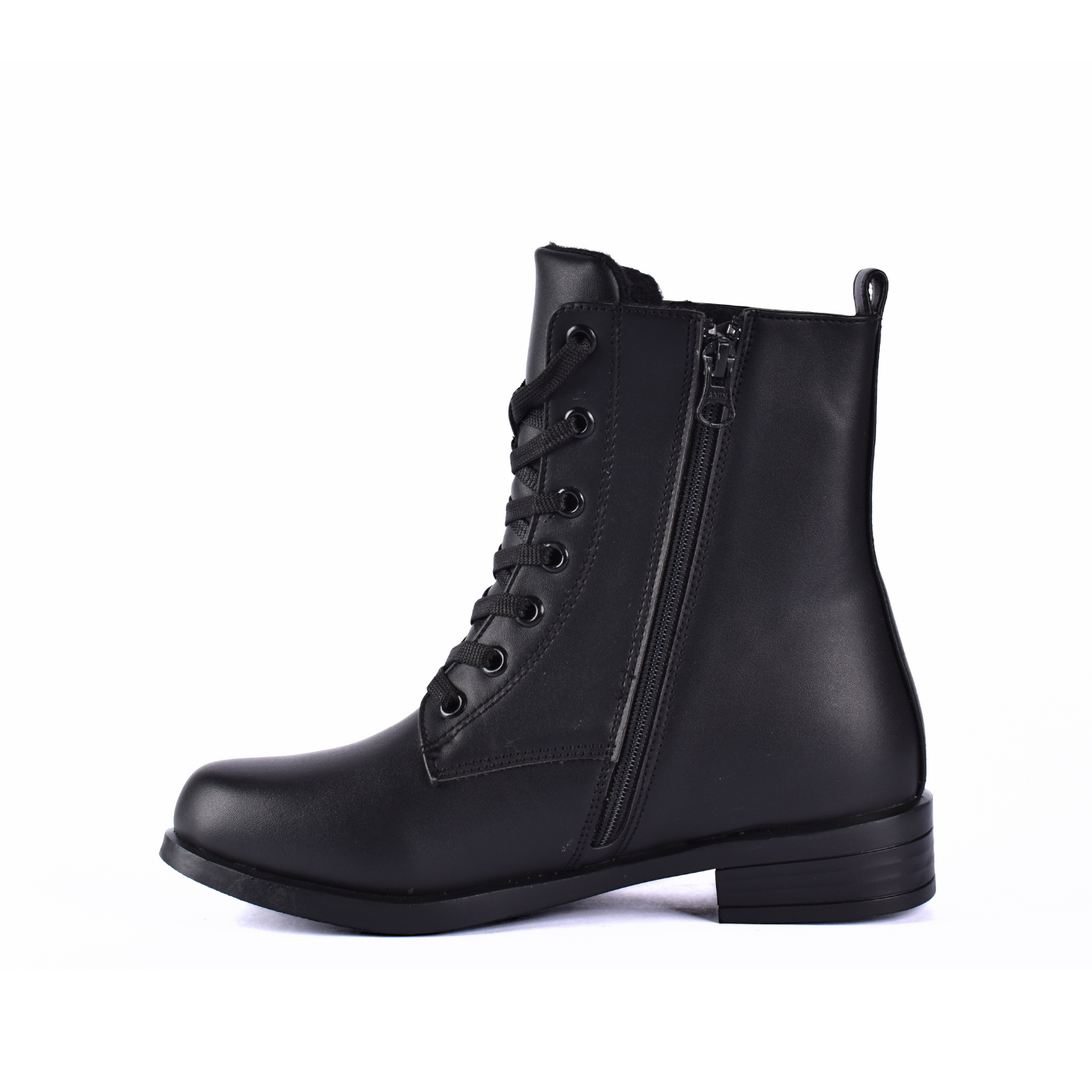 Flat Lace Up Leather Ankle Boots Melouk