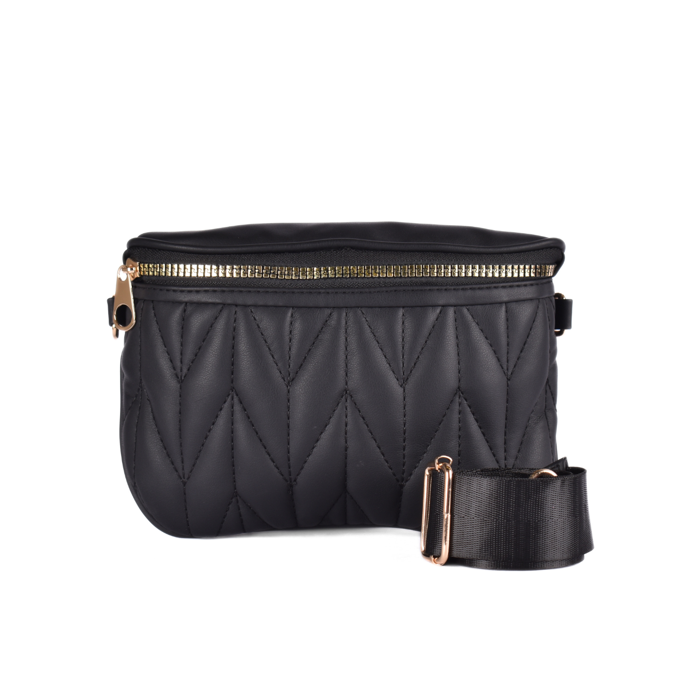 Leather Mini Bag With Zipper Black Melouk