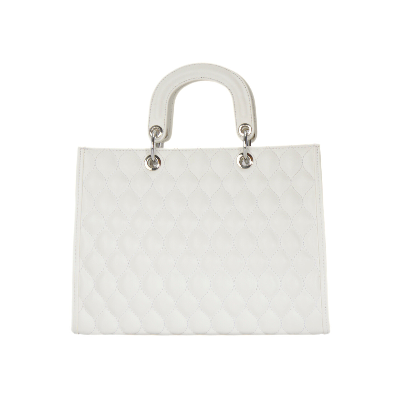 Lined Leather Handbag White Melouk
