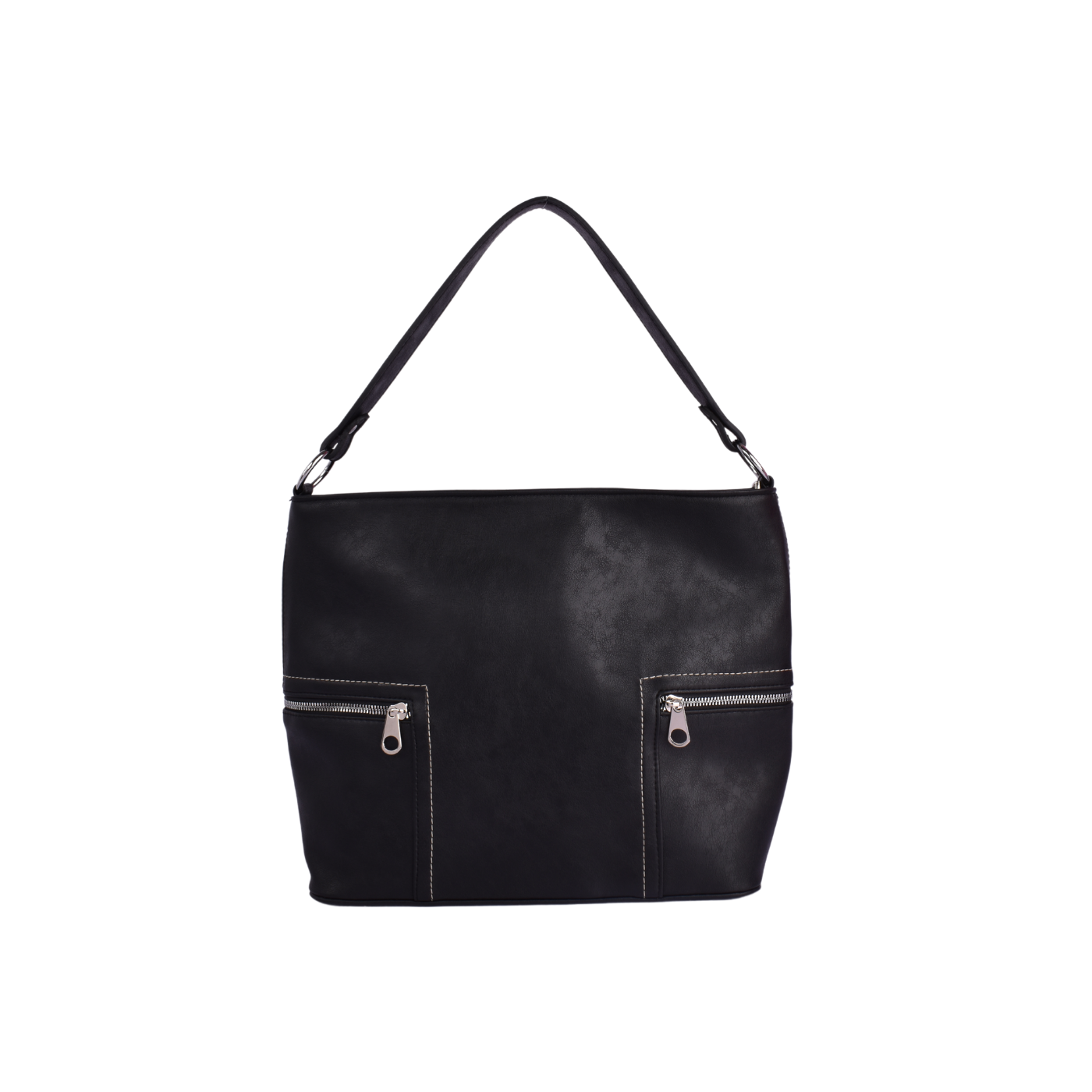 Black Basic Shoulder Bag With Zipper Black Melouk