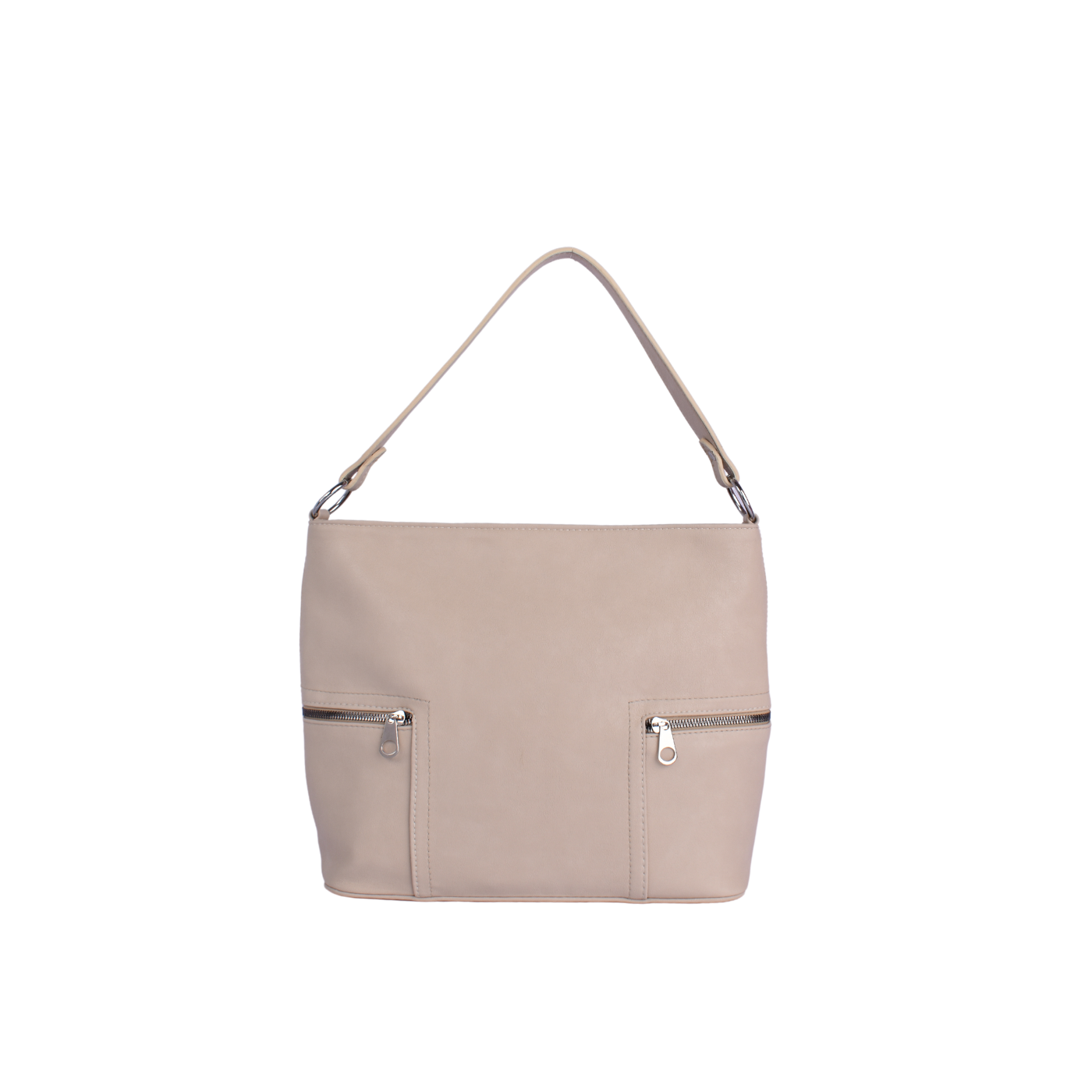 Black Basic Shoulder Bag With Zipper Beige Melouk
