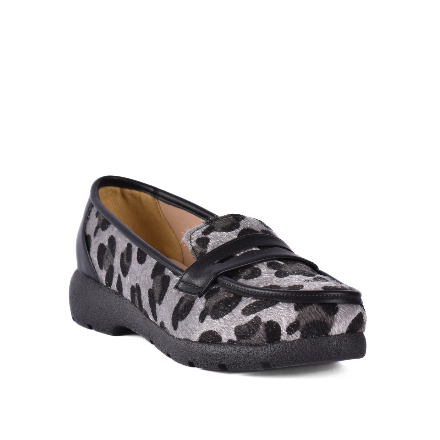 Printed Basic Leather Shoe Gray Melouk