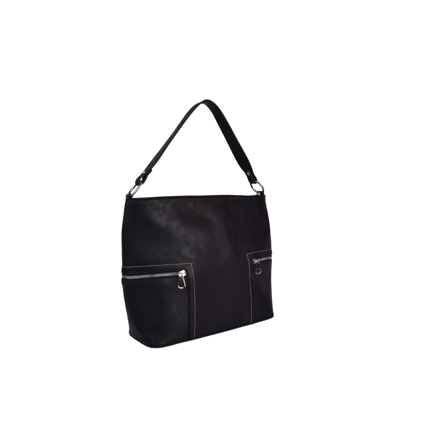 Black Basic Shoulder Bag With Zipper Melouk