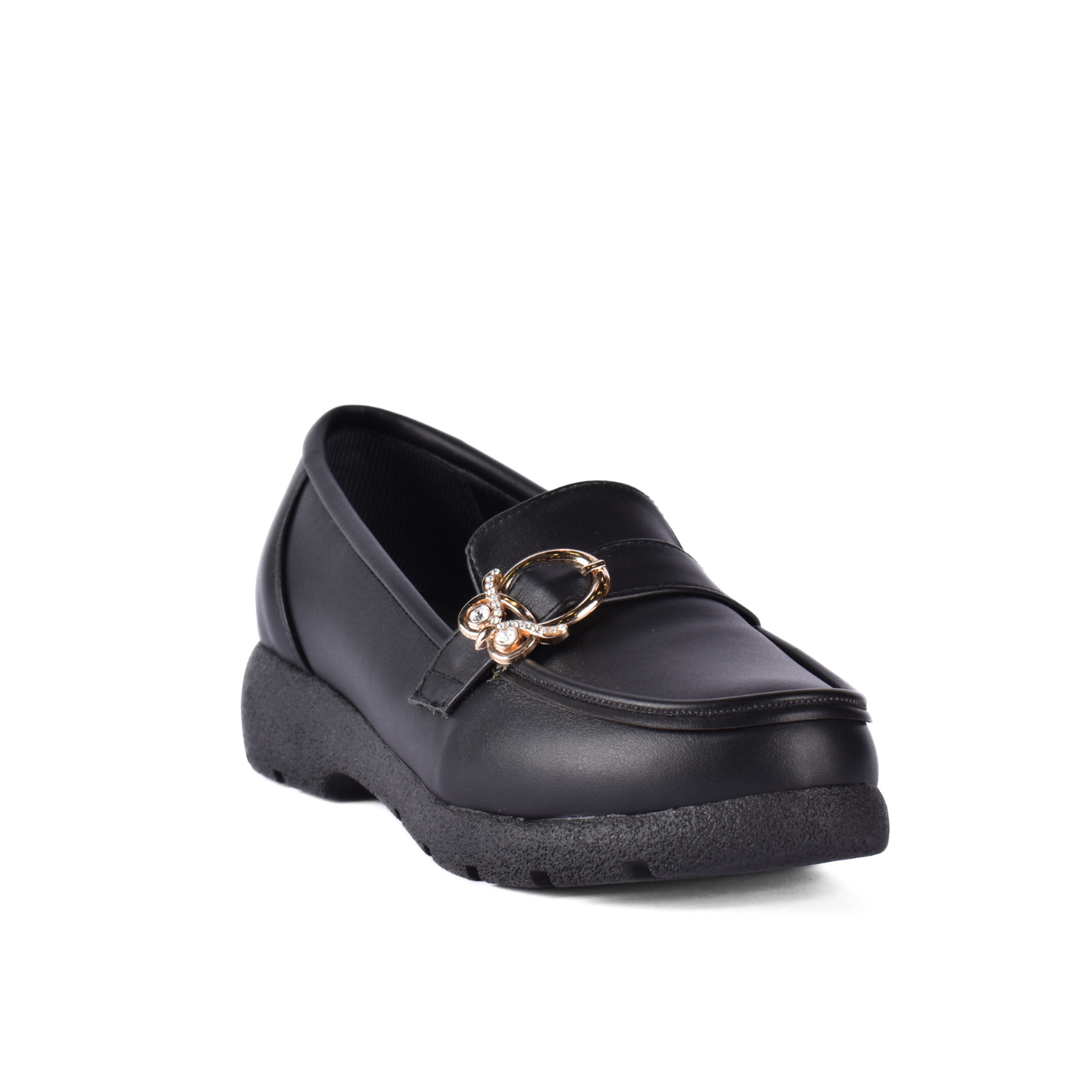 Basic Leather Shoe With Elastic Side Black Melouk