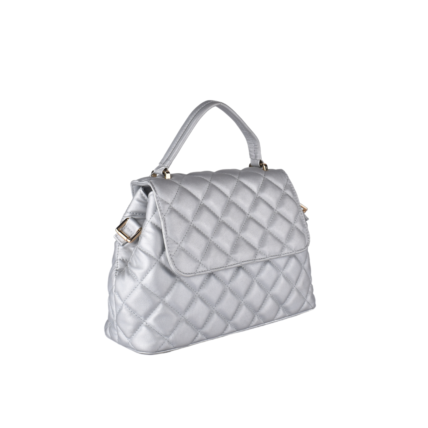 Lined Leather Handbag Silver Melouk