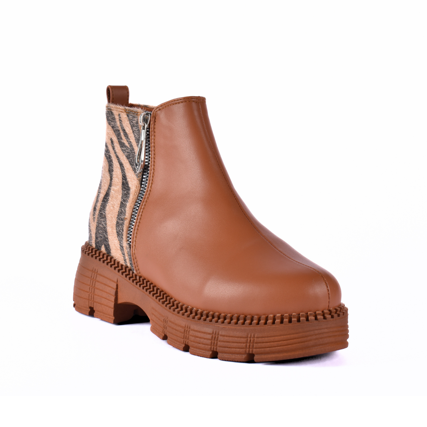 Printed Ankle Boots With Zipper Bronze Melouk