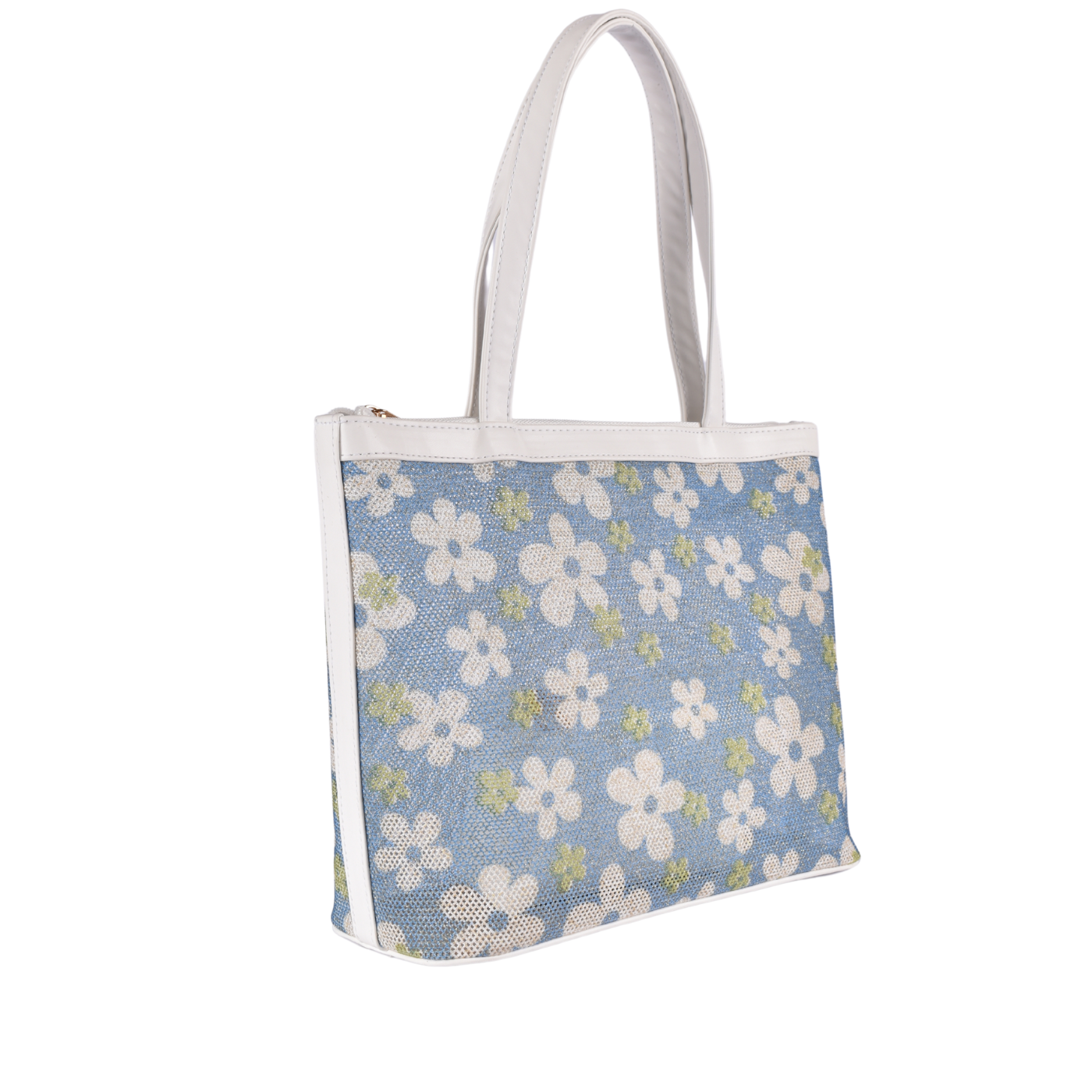 Embossed Shoulder Bag With Details Blue Melouk