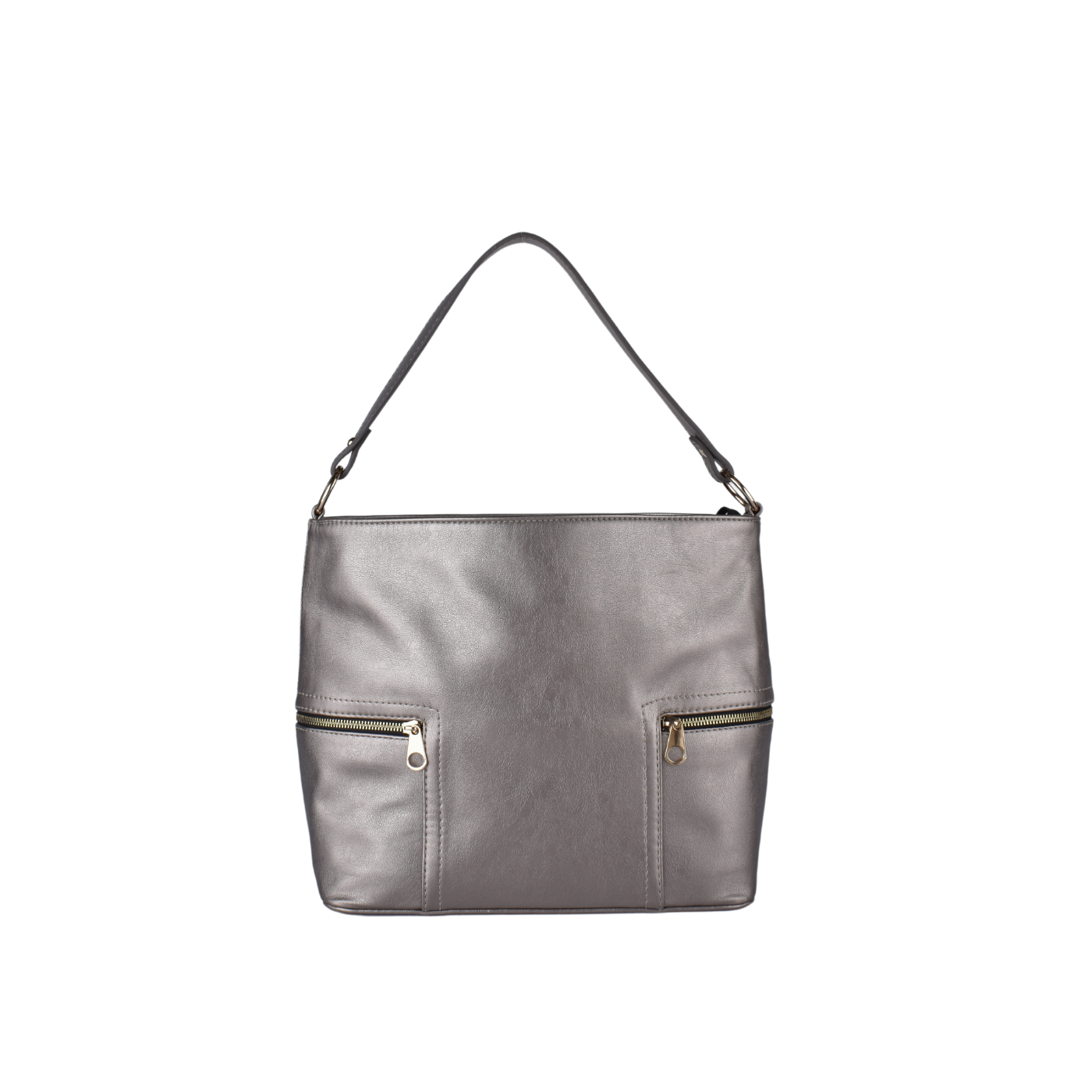 Black Basic Shoulder Bag With Zipper Gray Melouk