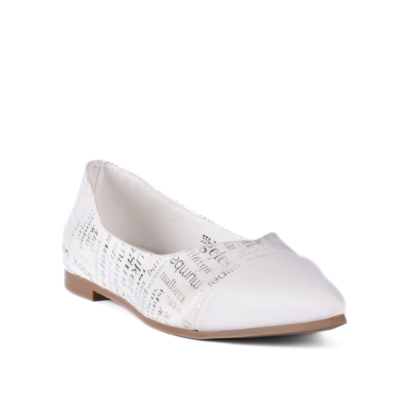Flat Ballet Leather Shoe With Trims White Melouk