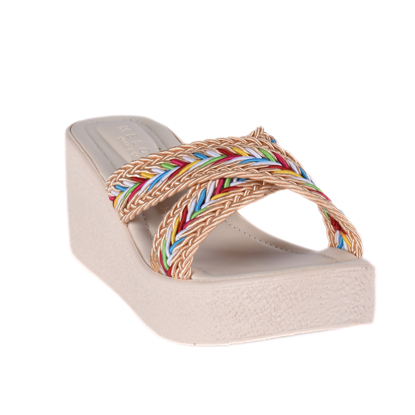 Strap Platform Slipper With Details Beige Melouk