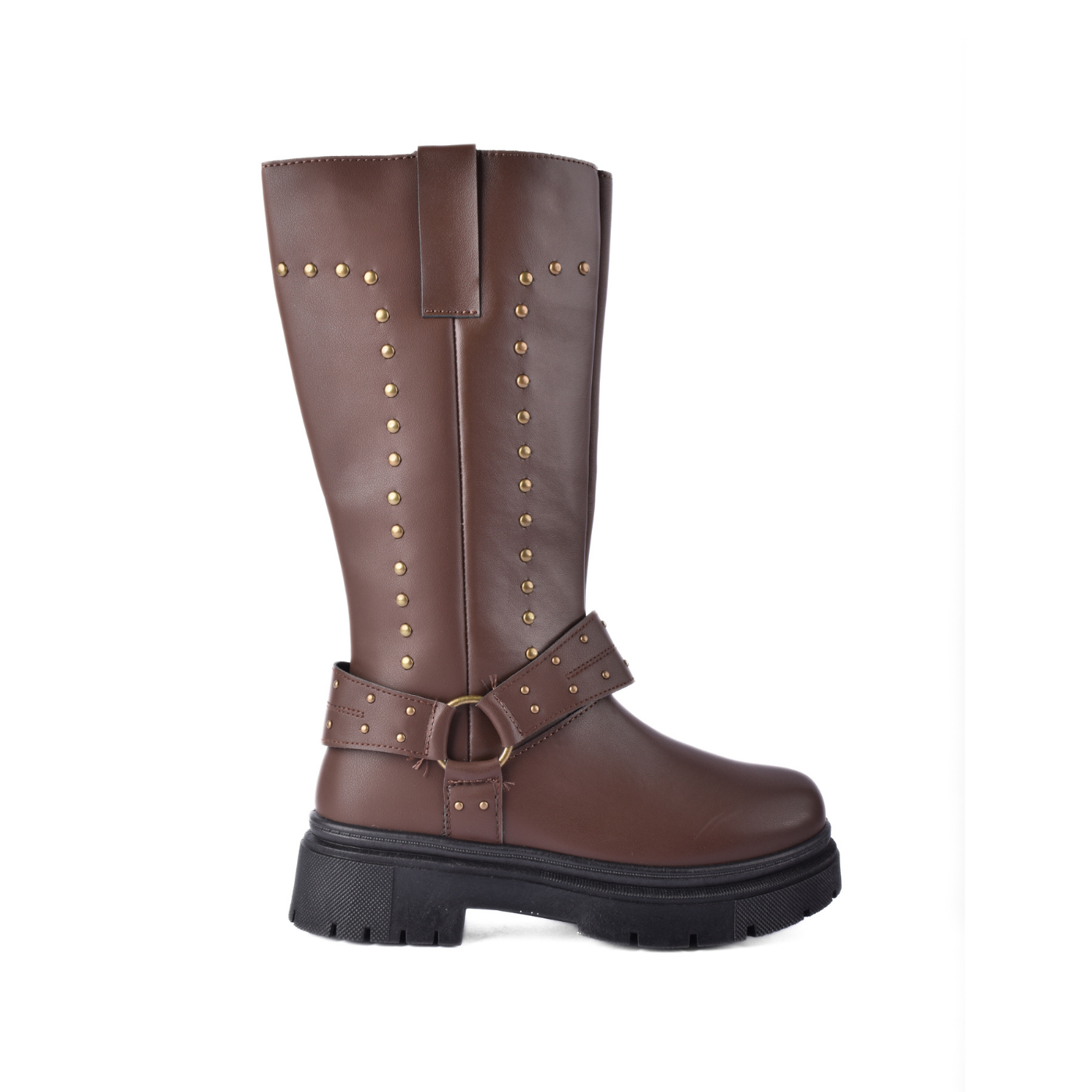 Knotted Heeled Leather High Boot Brown Melouk