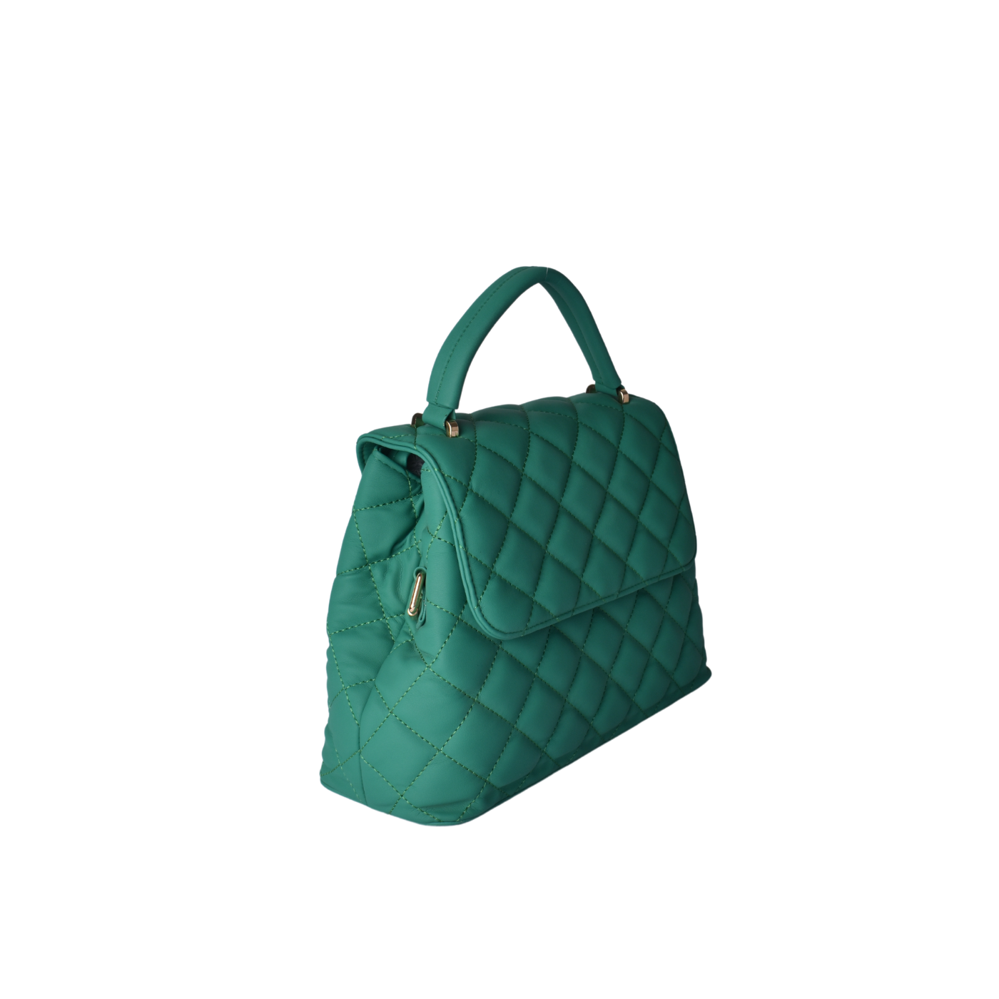 Lined Leather Handbag Green Melouk