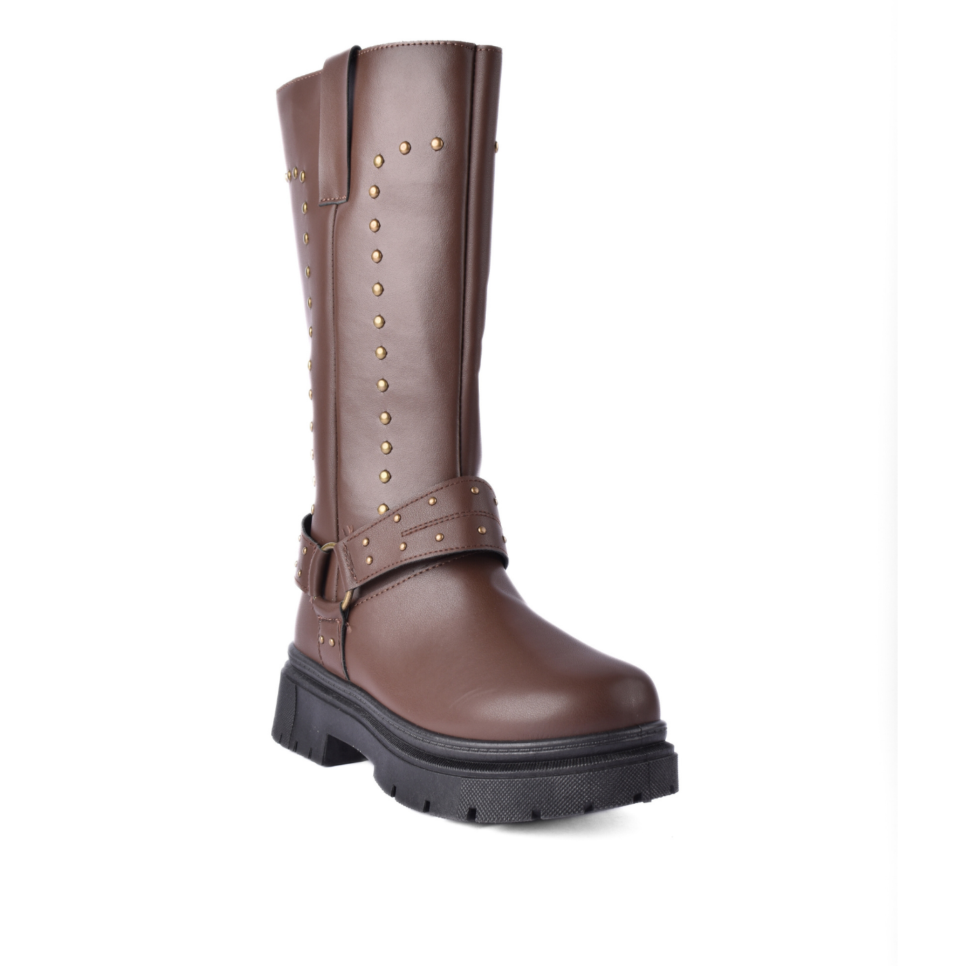Knotted Heeled Leather High Boot Melouk