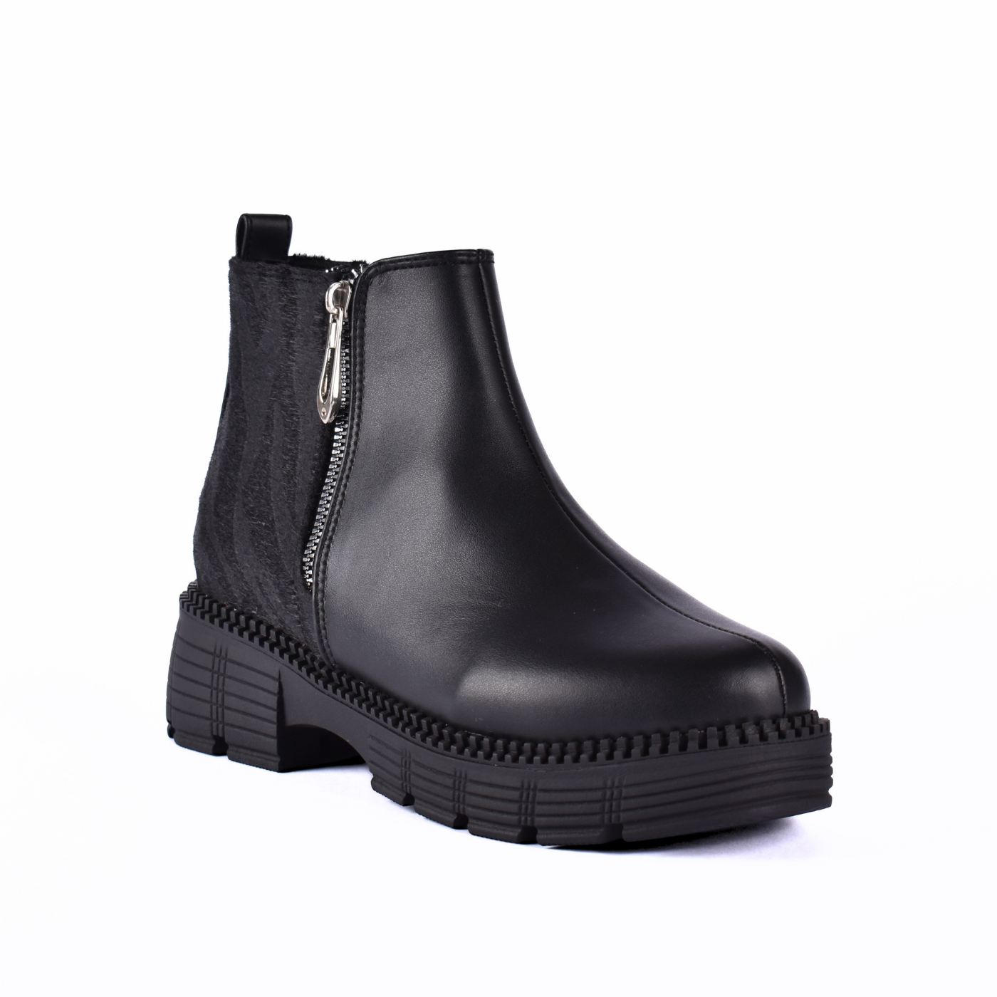 Printed Ankle Boots With Zipper Black Melouk