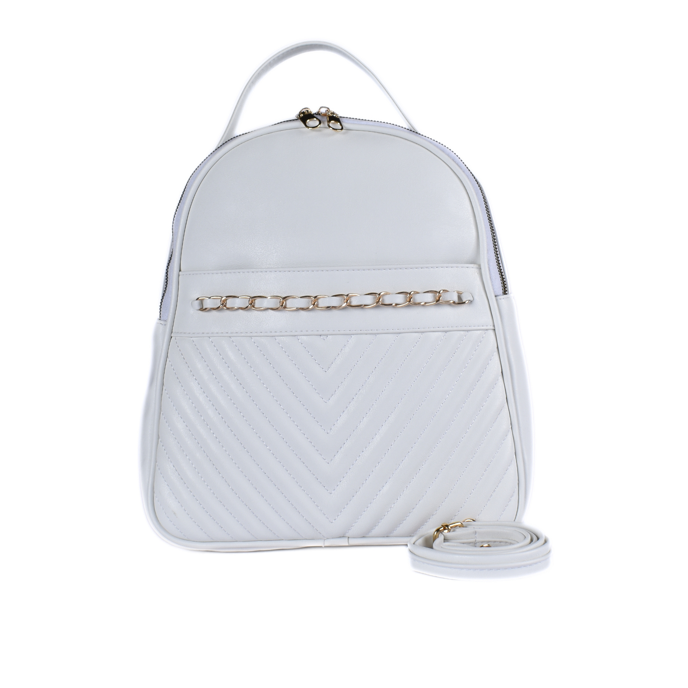 Embossed Leather Backpack Bag White Melouk