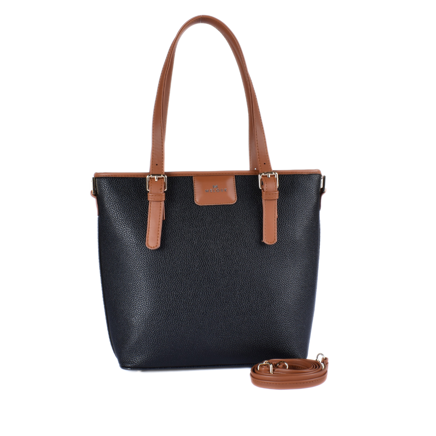 Textured Shoulder Bag Black B198 Melouk