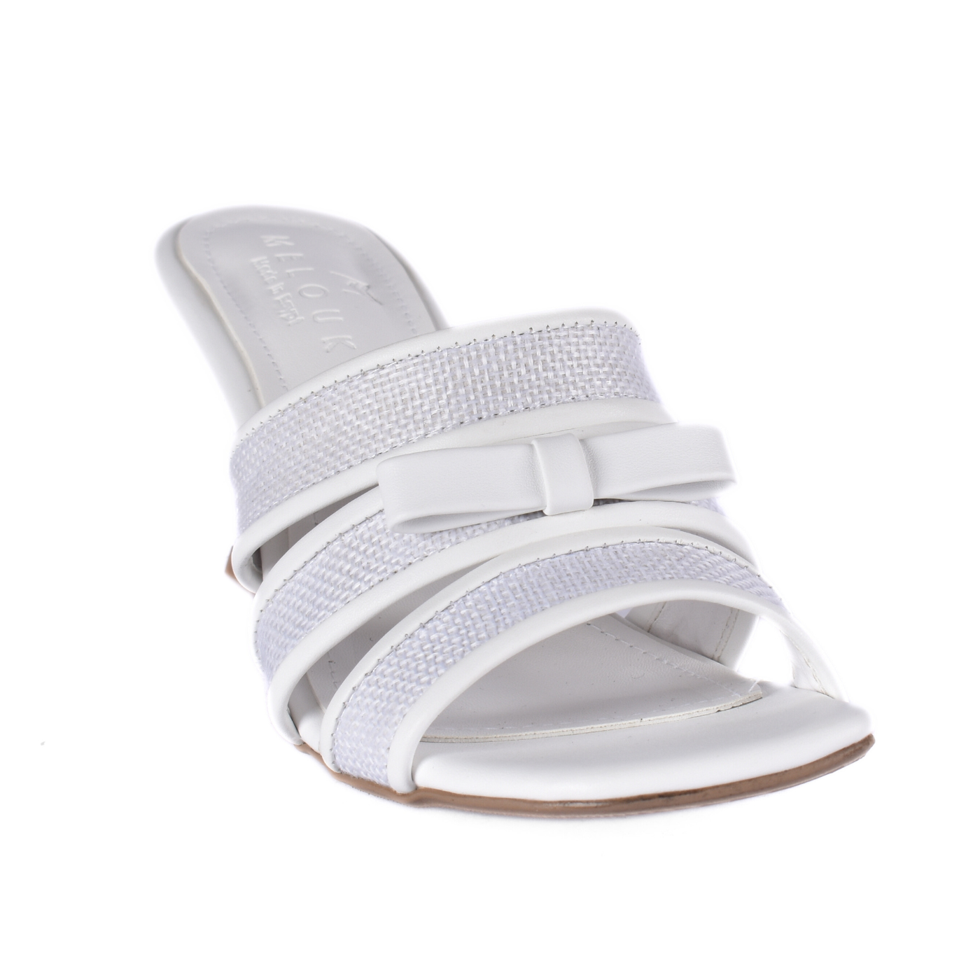 Embossed Leather Heel Slipper White Melouk