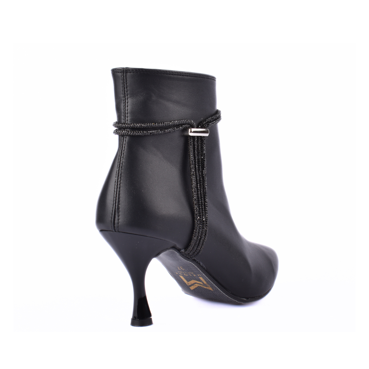Pointed Heel Leather Ankle Boots With Details Melouk