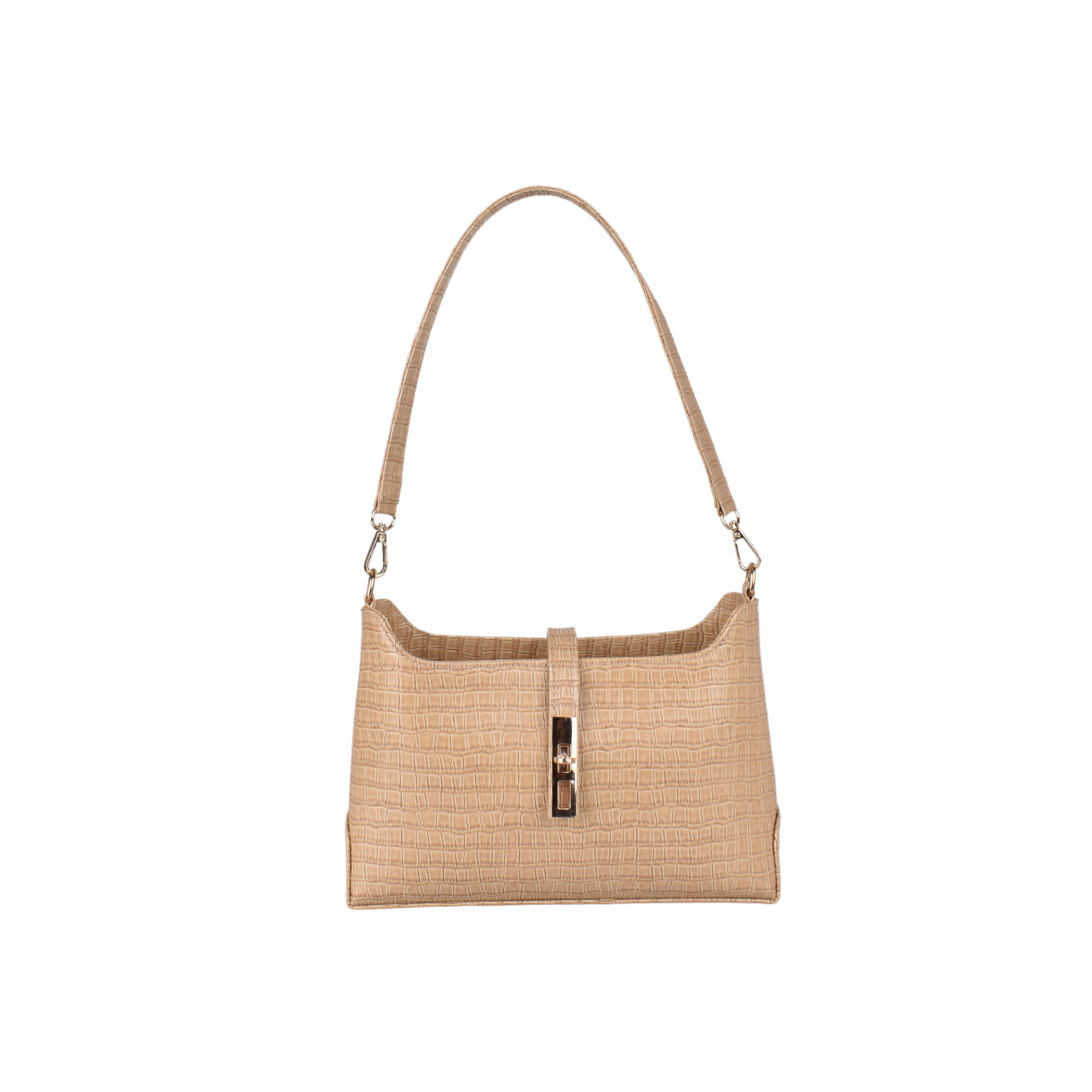 Embossed Leather Shoulder Bag Beige Melouk