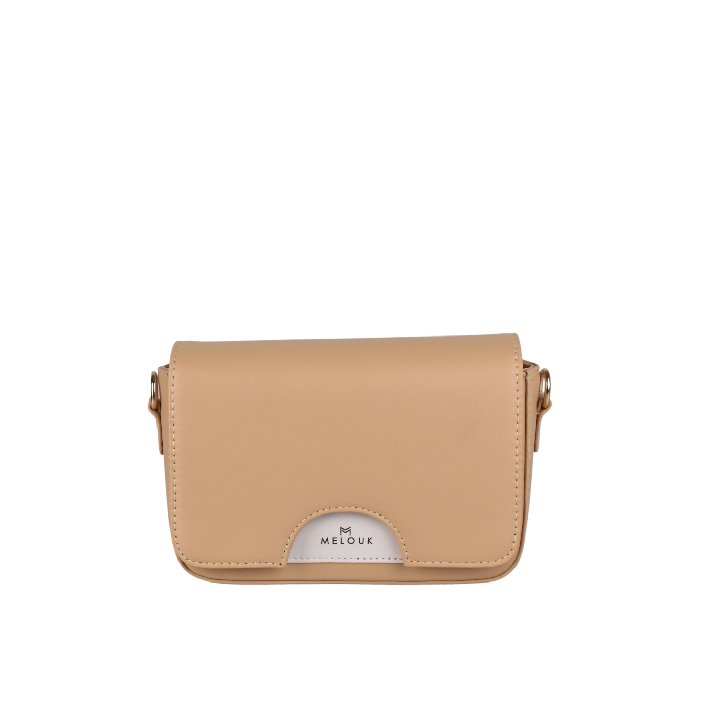 Basic Leather Cross Body Bag Beige Melouk