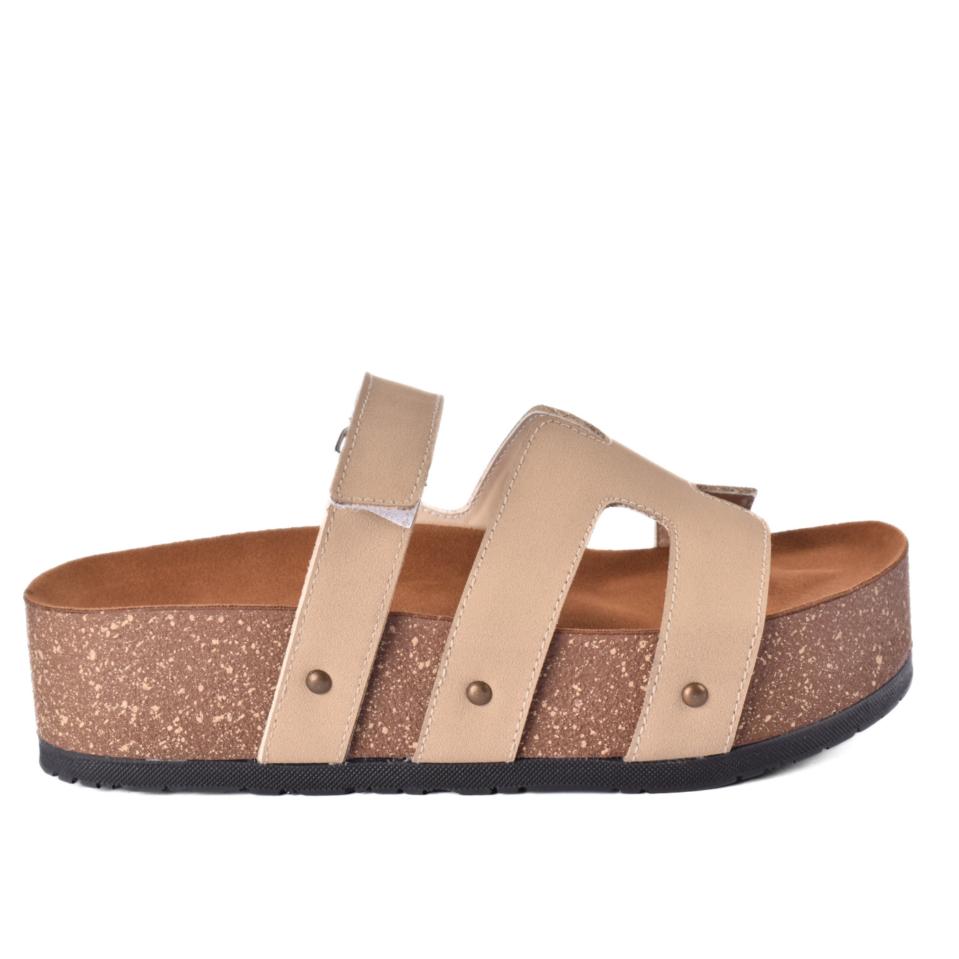 Comfort Cork Sole Triple Strap Slippers Melouk