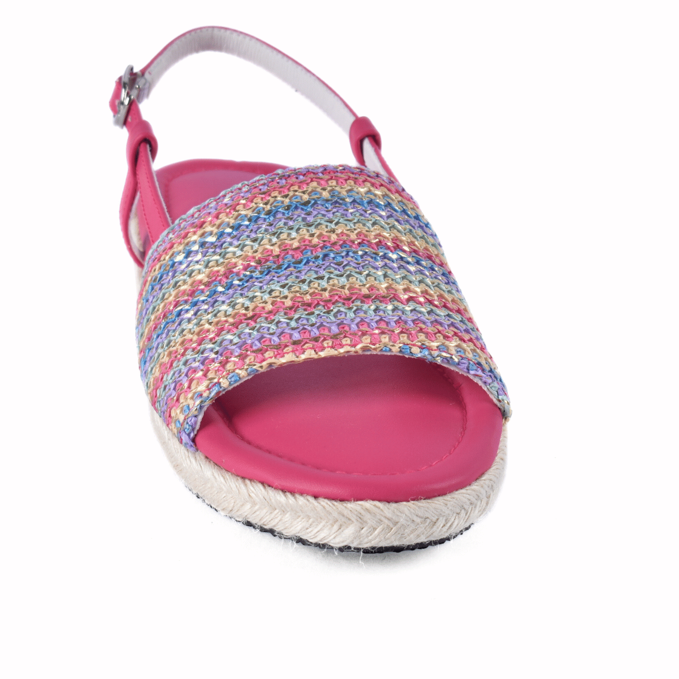 Rainbow Woven Espadrille Sandals Fuchsia Melouk
