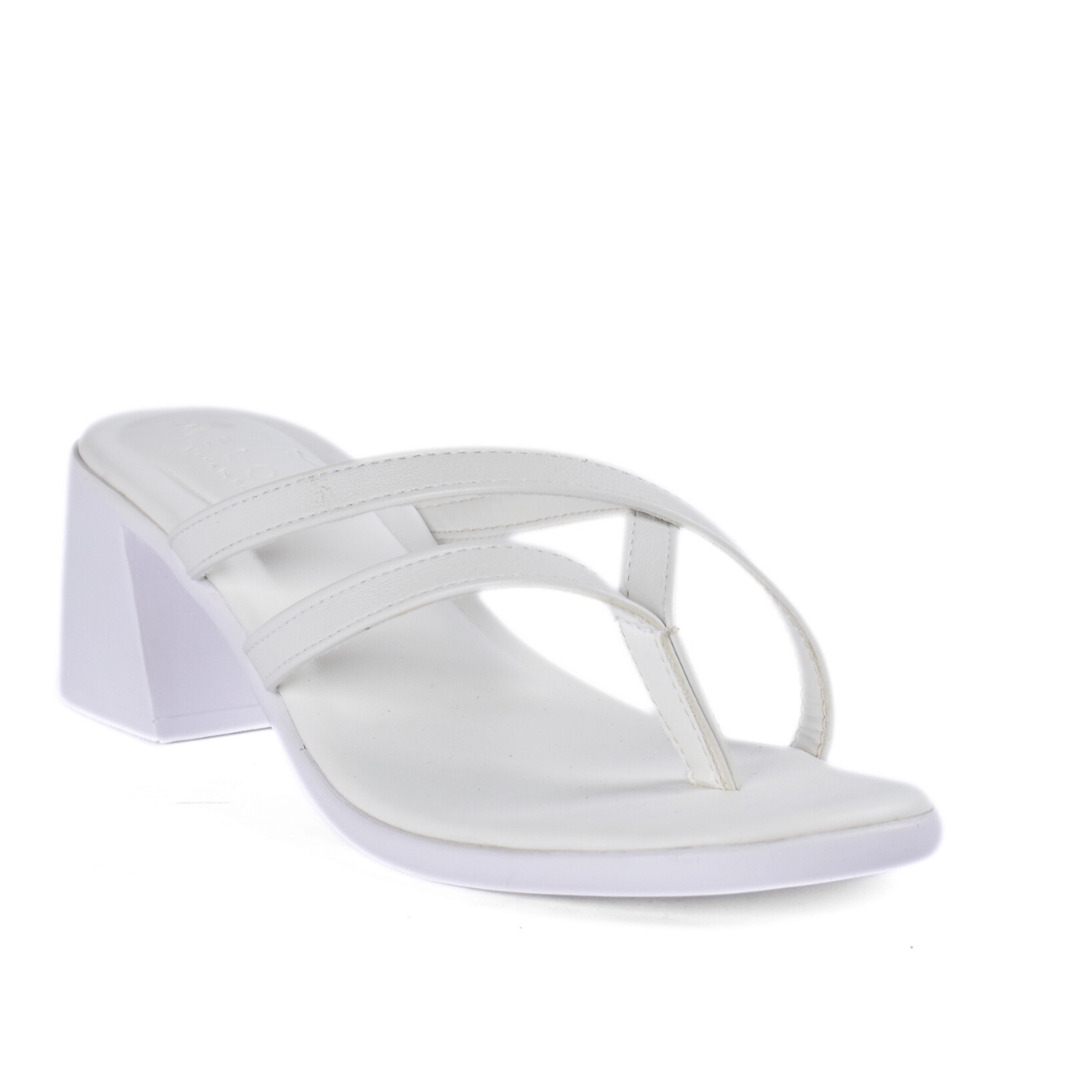 Trendy Strappy Block Heel Sandals White Melouk