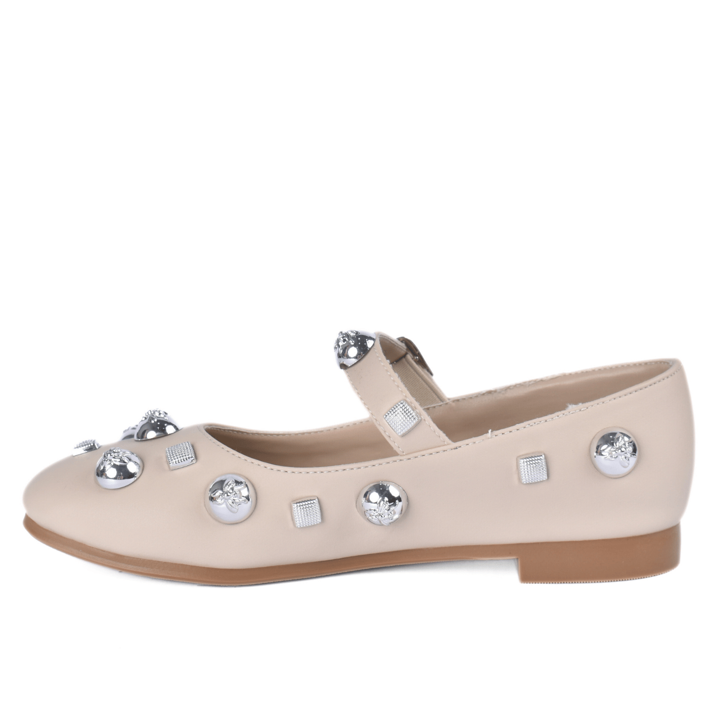 Studded Throat Slip On Leather Flats Melouk