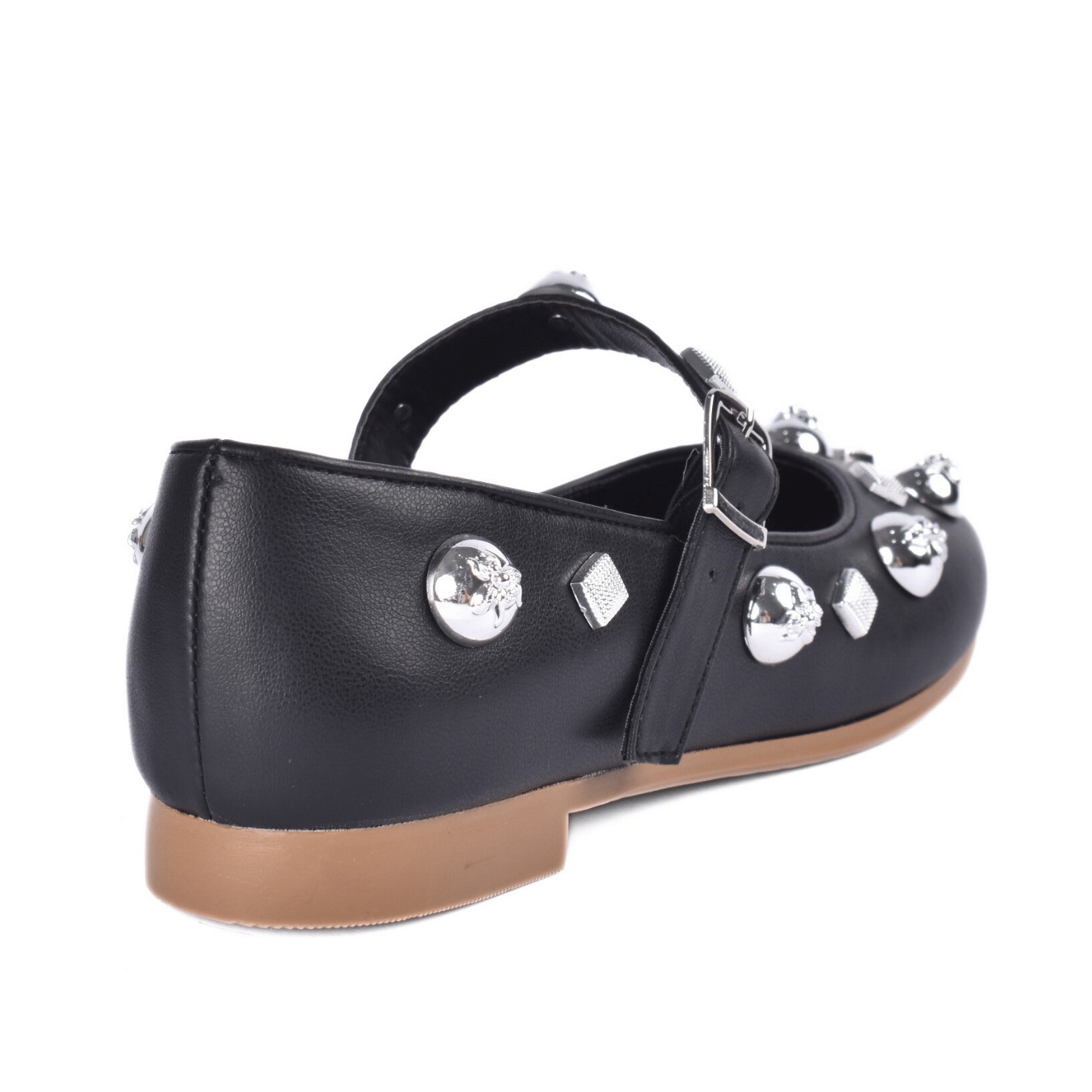 Studded Throat Slip On Leather Flats Melouk