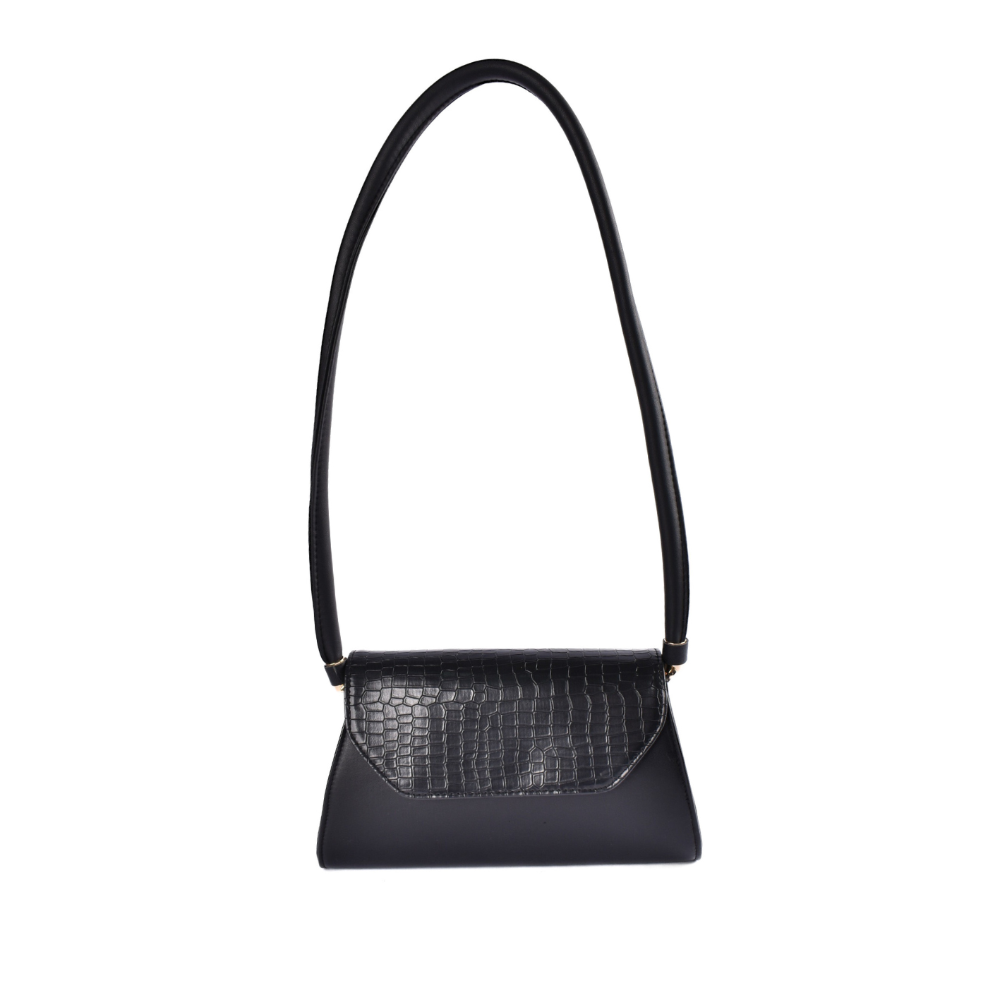 Spacious Faux Croc Leather Shopper Black Melouk