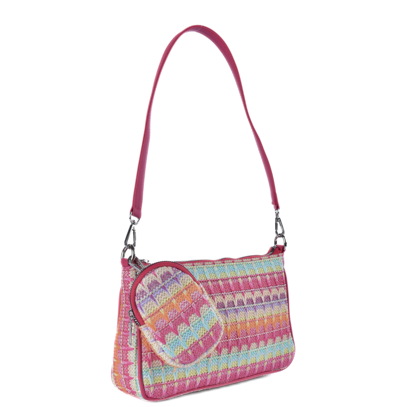Colorful Woven Shoulder Bag With Mini Pouch Melouk