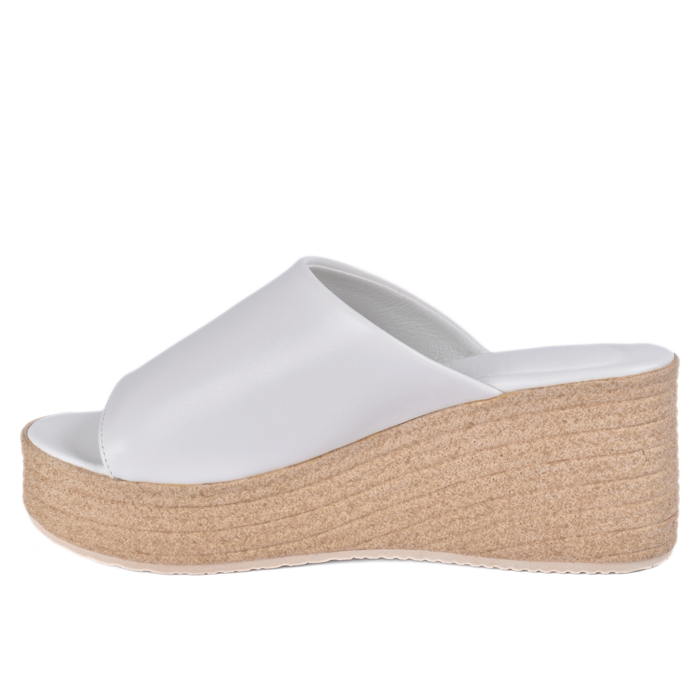 Trendy Black Leather Look Wedge Mules Melouk