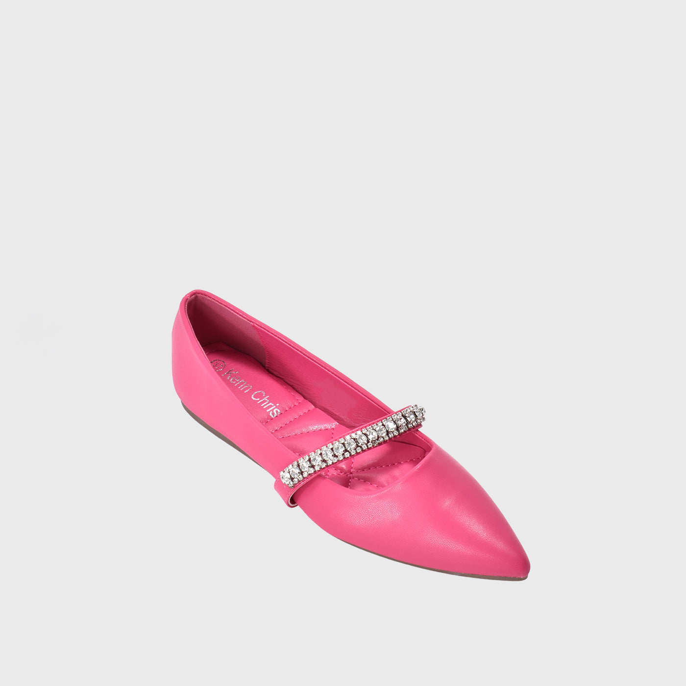 Fuchsia Leather Flat Shoe With Shiny Buckle Melouk