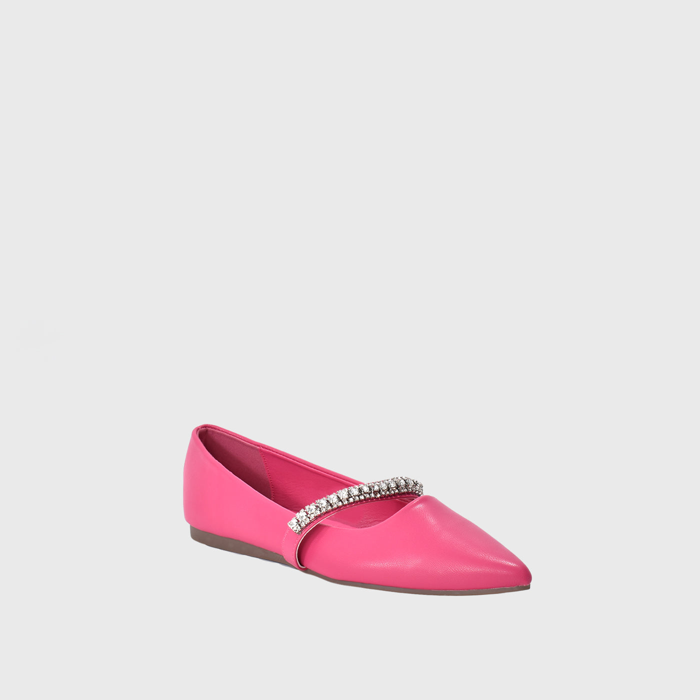 Fuchsia Leather Flat Shoe With Shiny Buckle Melouk