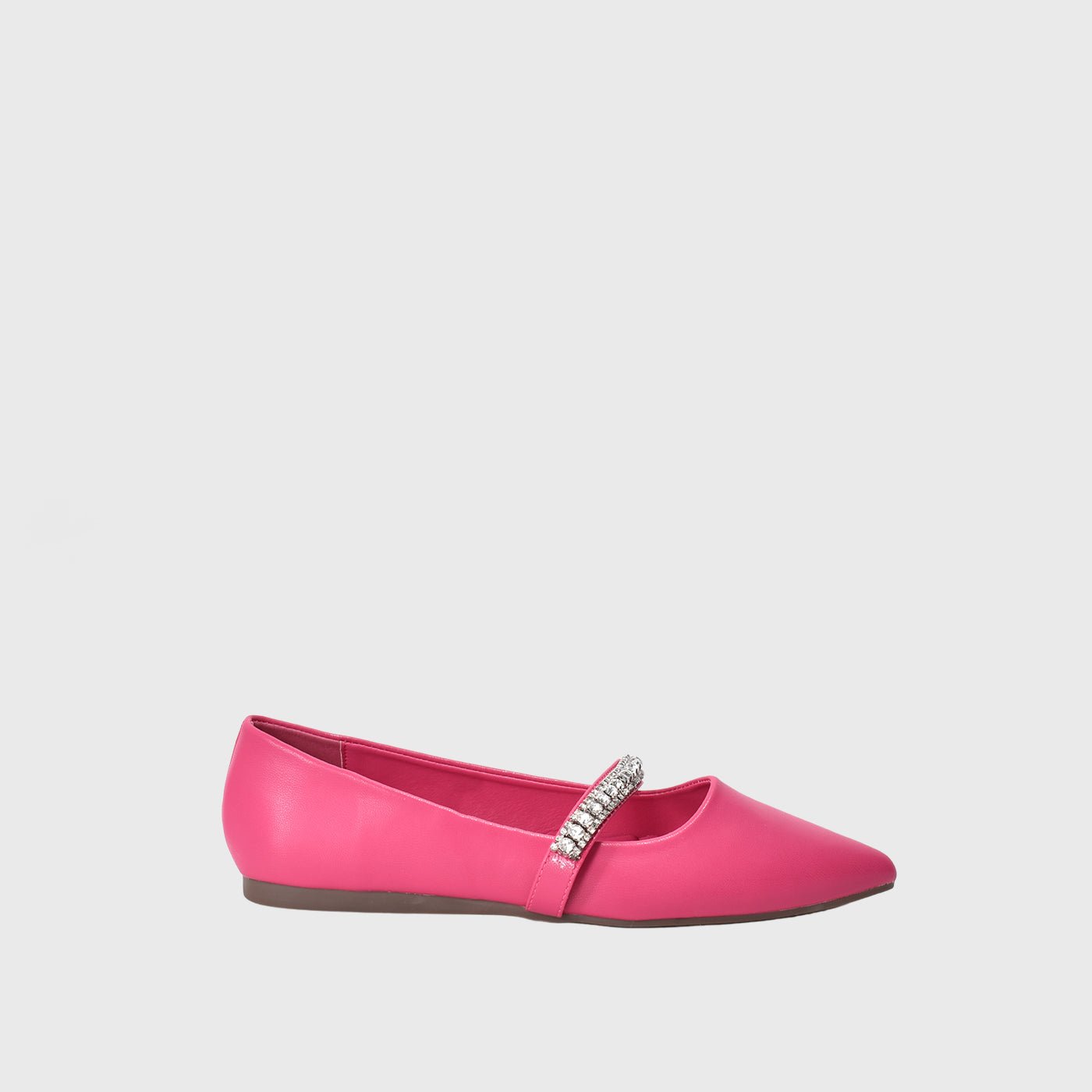 Fuchsia Leather Flat Shoe With Shiny Buckle Melouk